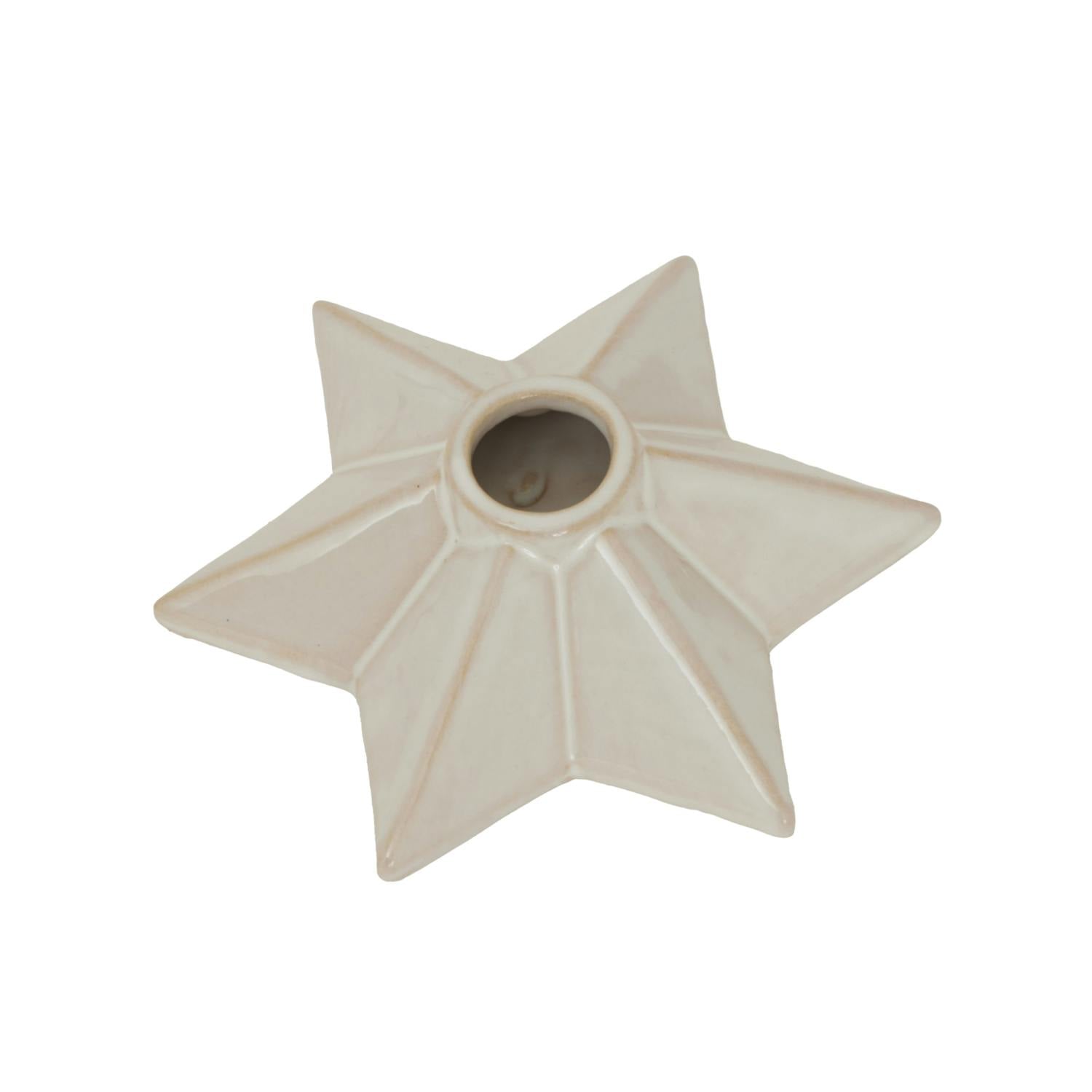 Rackhams White Ceramic Star Christmas Candle Holder - 4Cm X 12Cm X 14Cm - 100% Mixed