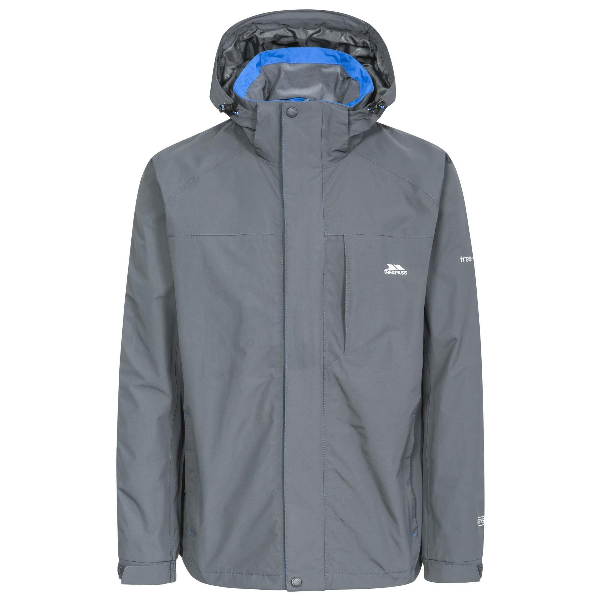 Trespass Men's Edwards Ii Waterproof Jacket - Carbon - Carbon - Xxs - 50% Polyamide Taslan Pu Coating/50% Polyester