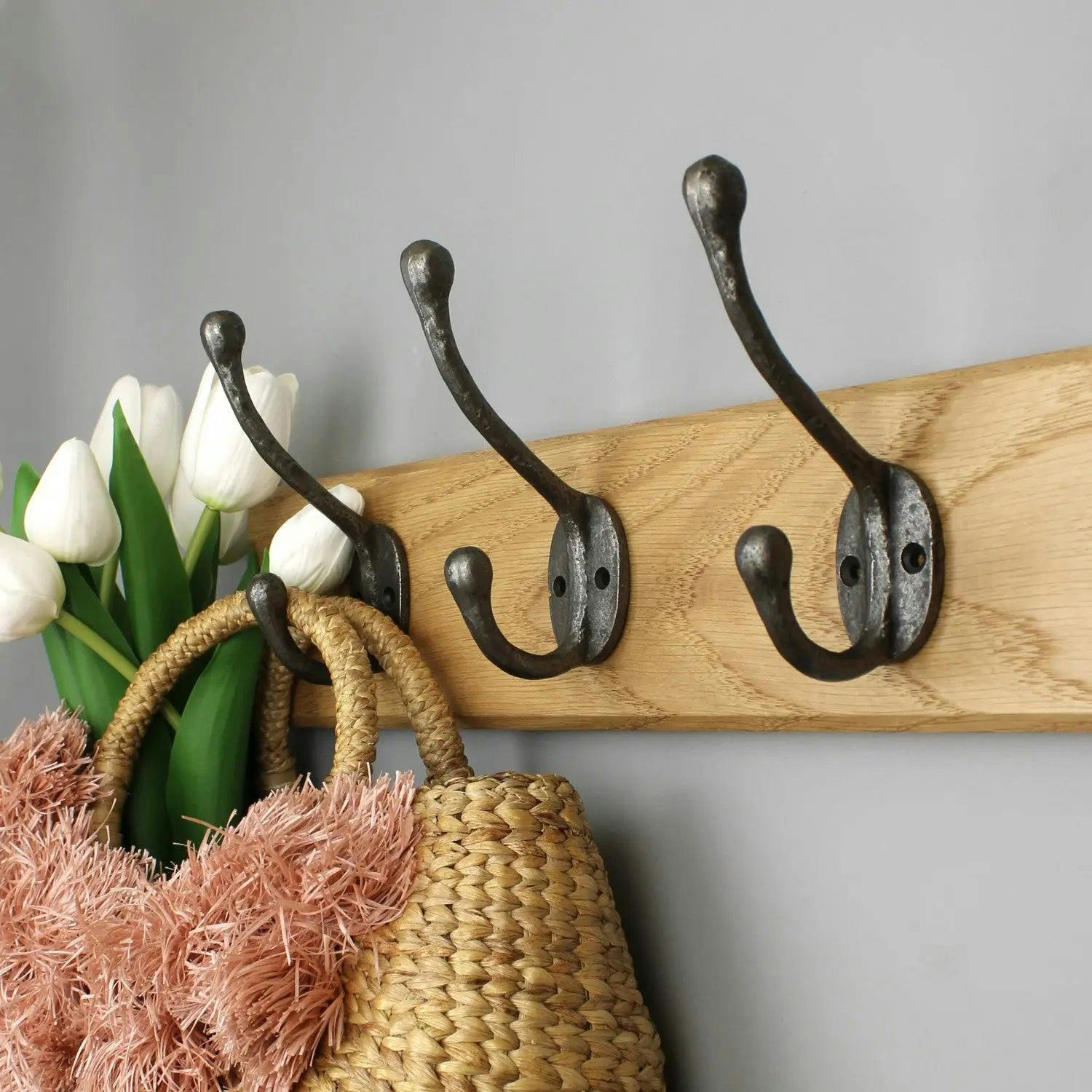 Oakcrafts Iron Grey Antique Cast Iron Riven School House Hat And Coat Hook - Pack Of 5 - Image 2