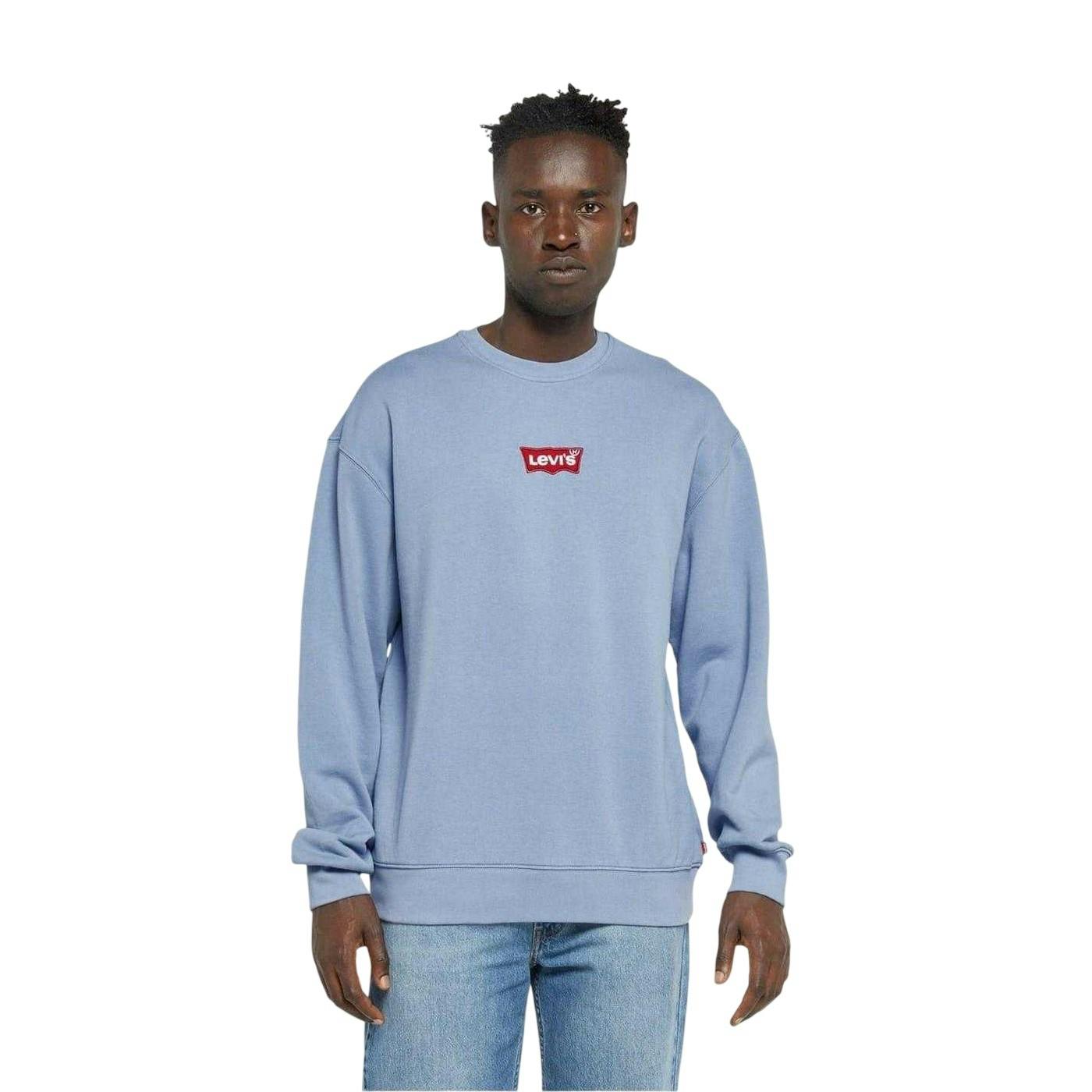 Levis Men's Blue Cotton Crew Neck Regular Sweatshirt - L - 100% Cotton