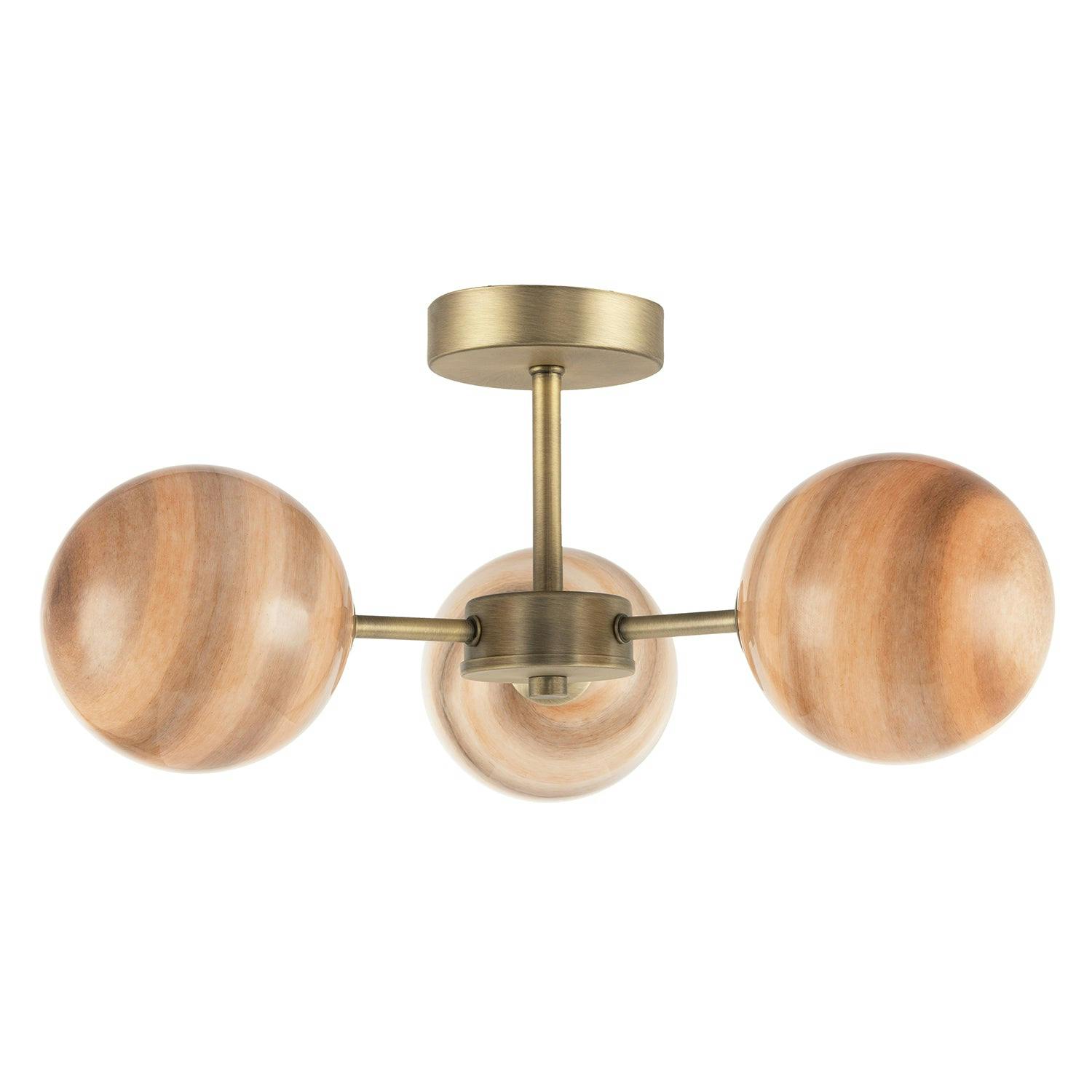 Rackhams Light Designer Antique Brass Ceiling With Stripe Marble Glass Shades