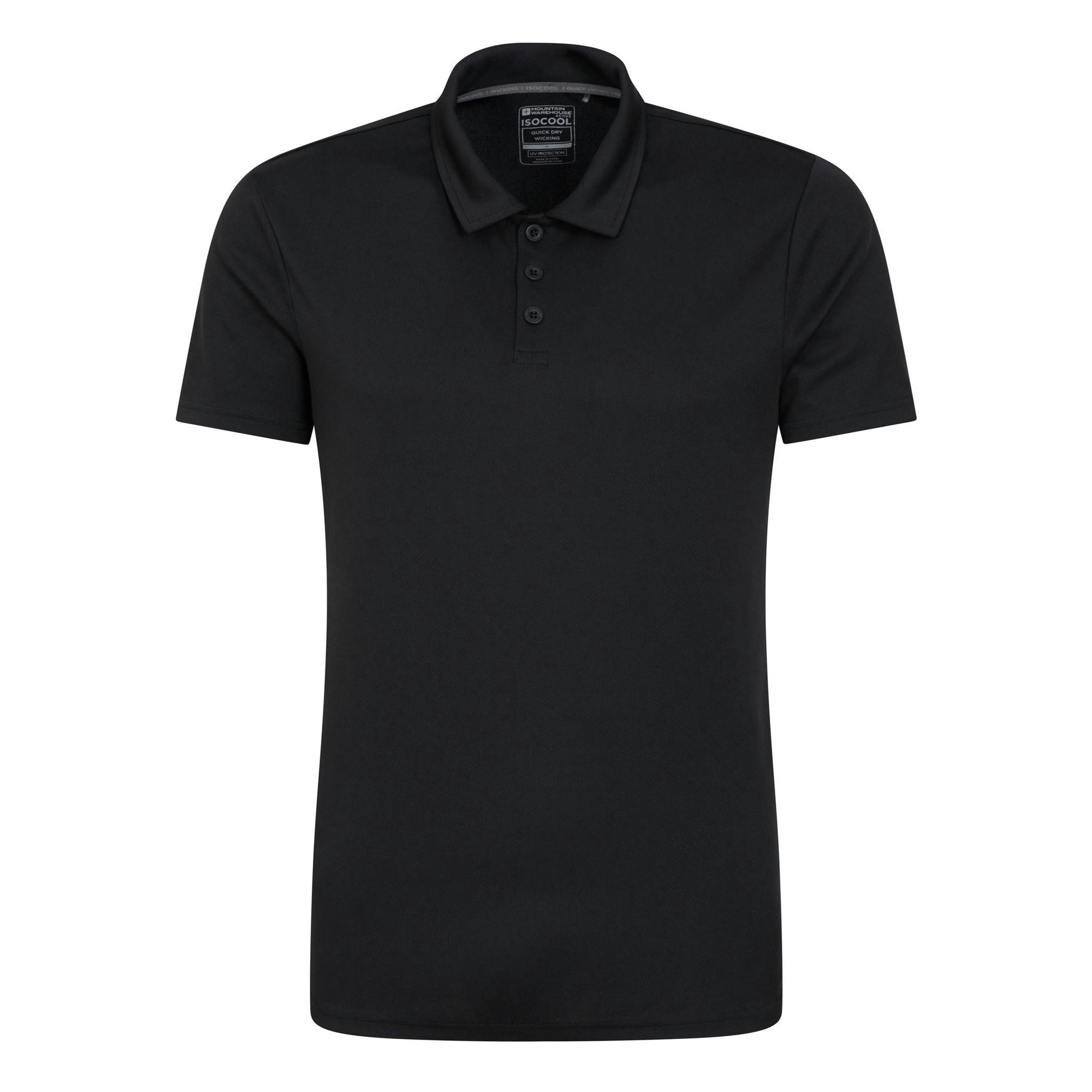 Mountain Warehouse Men's Black Endurance Isocool Polo Shirt - Xl - 100% Polyester