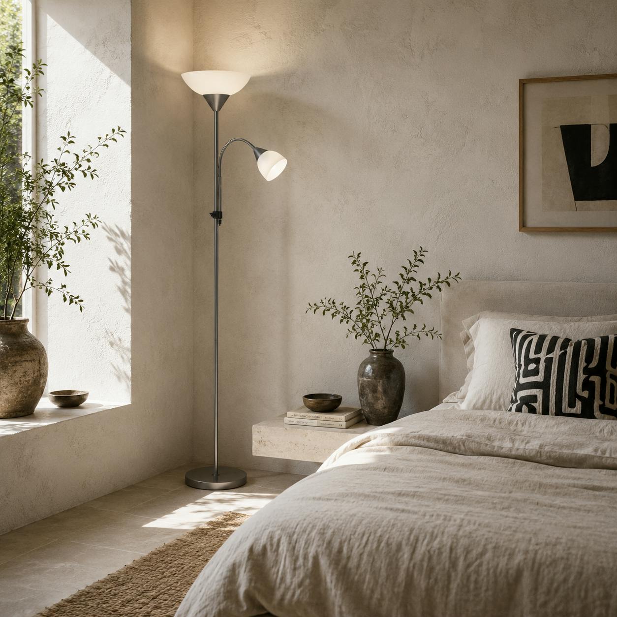 Wyld Haus Silver Vina Metal Led Floor Lamp 180 Cm With Mother And Child Uplighter