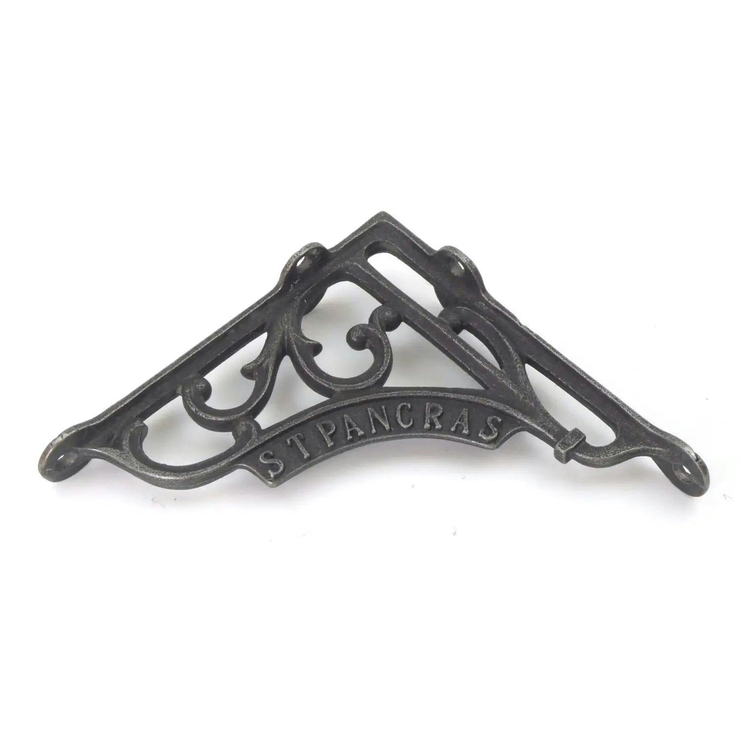Rackhams Dark Pair Of Antique Cast Iron London St Pancras Shelf Brackets - 150Mm X 150Mm