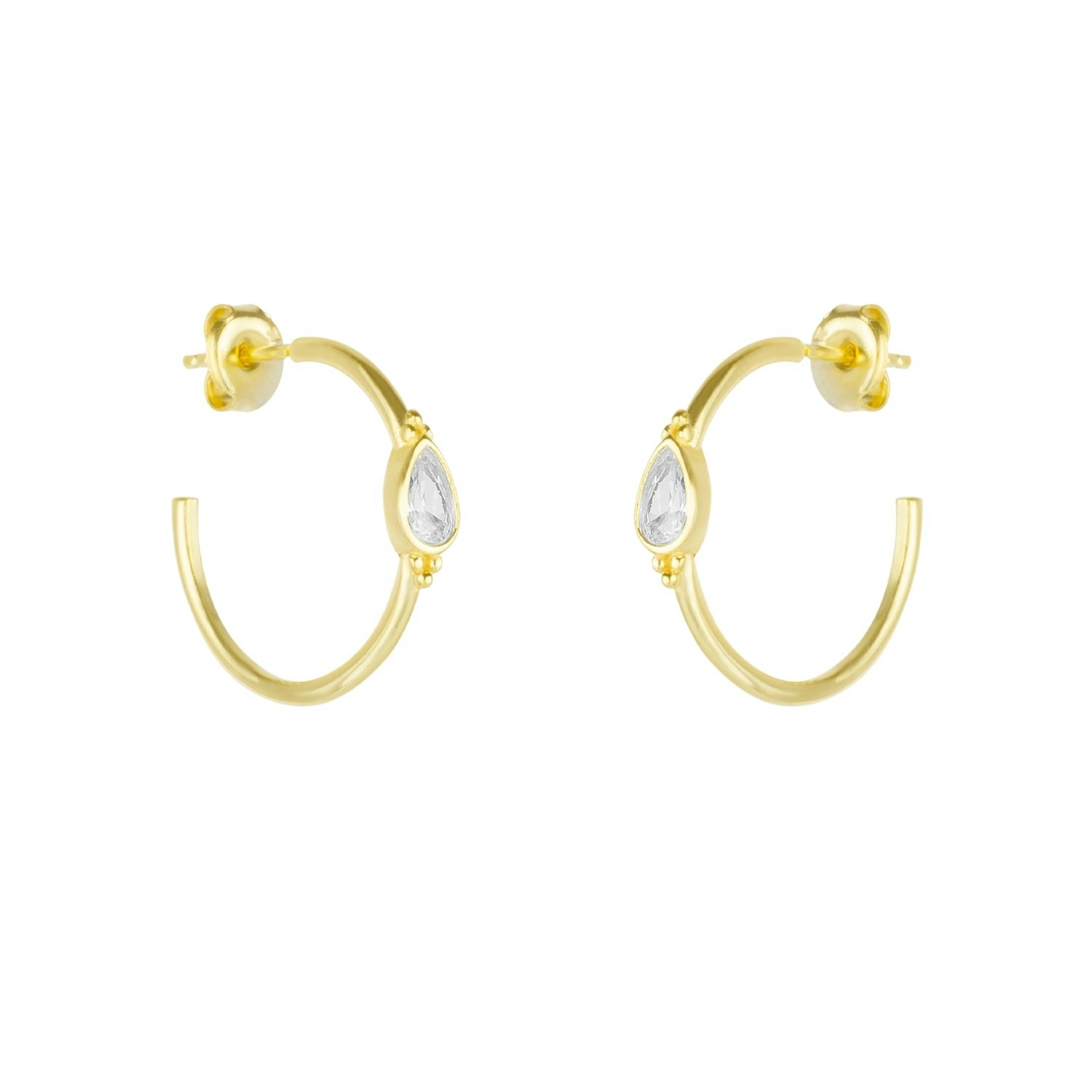 Spero London Silver/White/Gold Drop Solitaire Earrings Sterling