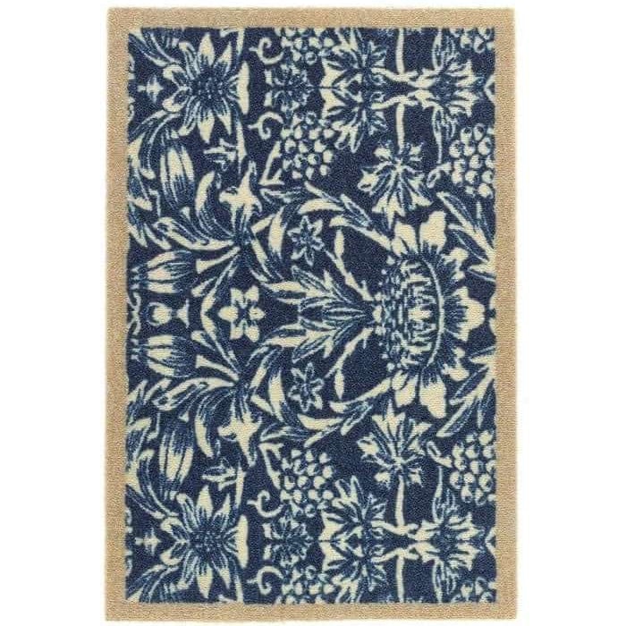 The Rugs Blue Abstract Washable Heritage Mat And Runner - 50X75 Cm