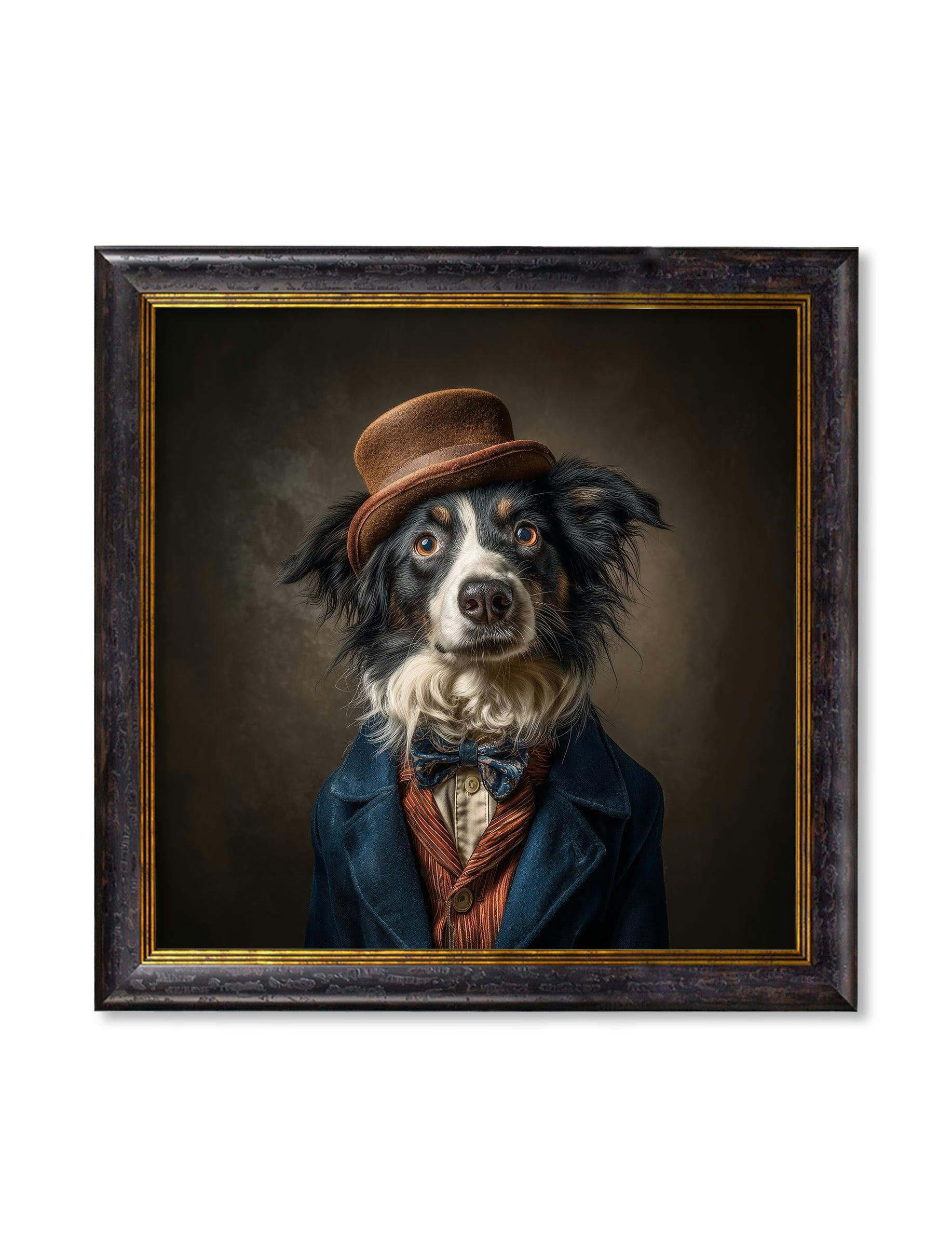 Rackhams Blue/Dark/Orange Lord Shearlock - Gentleman Border Collie Oxford Square Frame - 96 X 96Cm