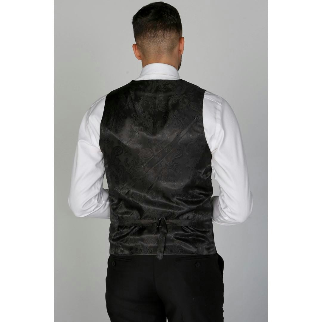 Paul Andrew Men's Black Parker - Plain Waistcoat - 34