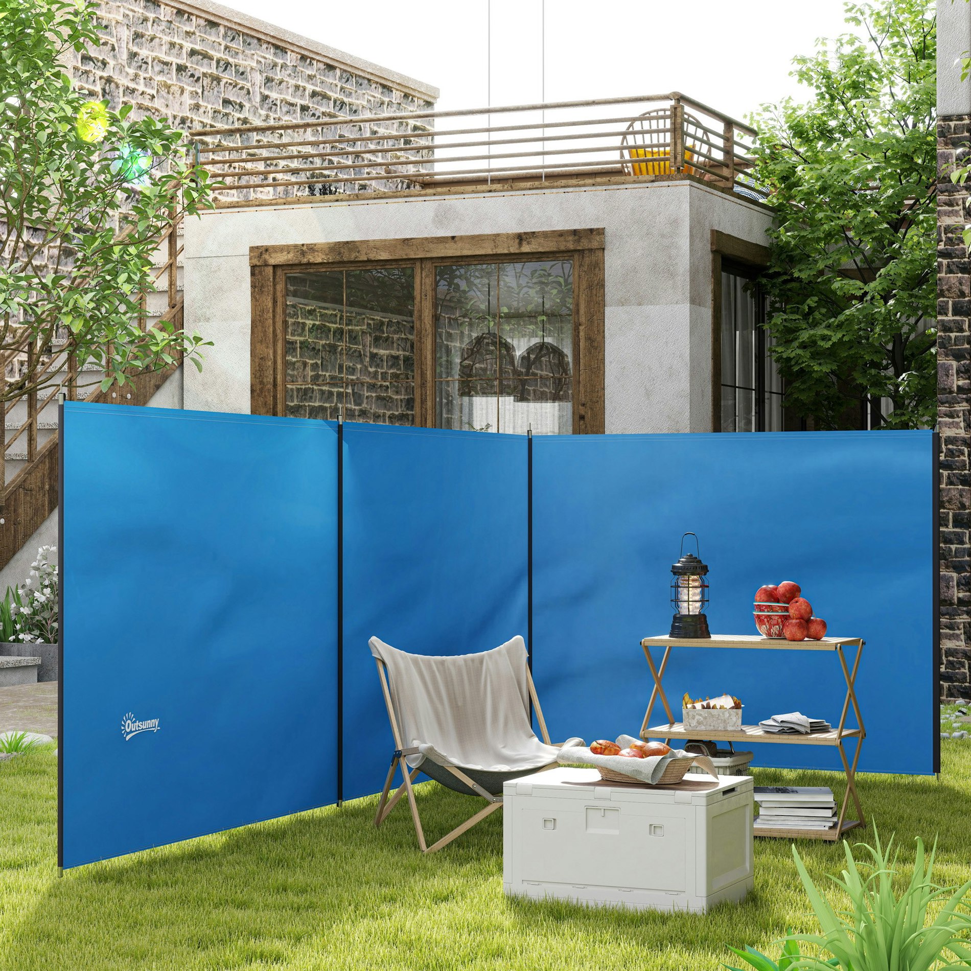 Outsunny Light Camping Windbreak Portable Wind Blocker Privacy Wall, 540Cm X 150Cm