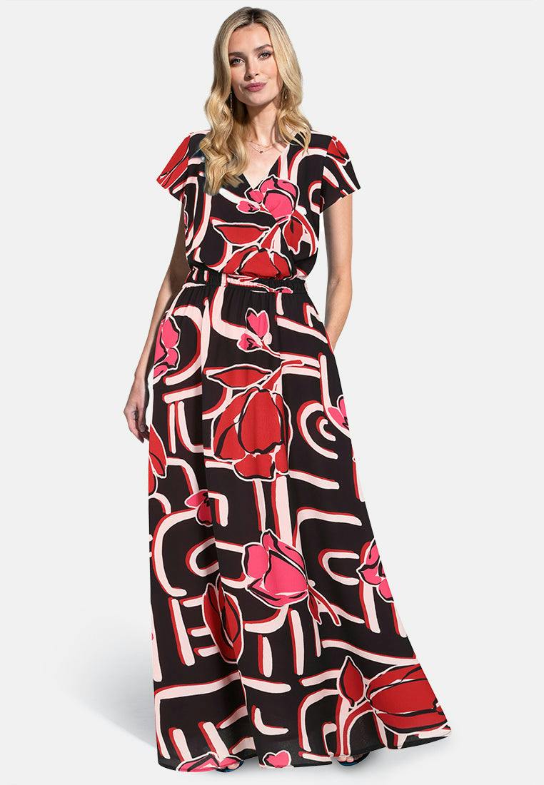 Hotsquash Women's Chiffon Maxi Dress - Geo Floral - 8