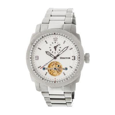 Heritor Automatic Men's Silver/White Helmsley Semi-Skeleton Watch