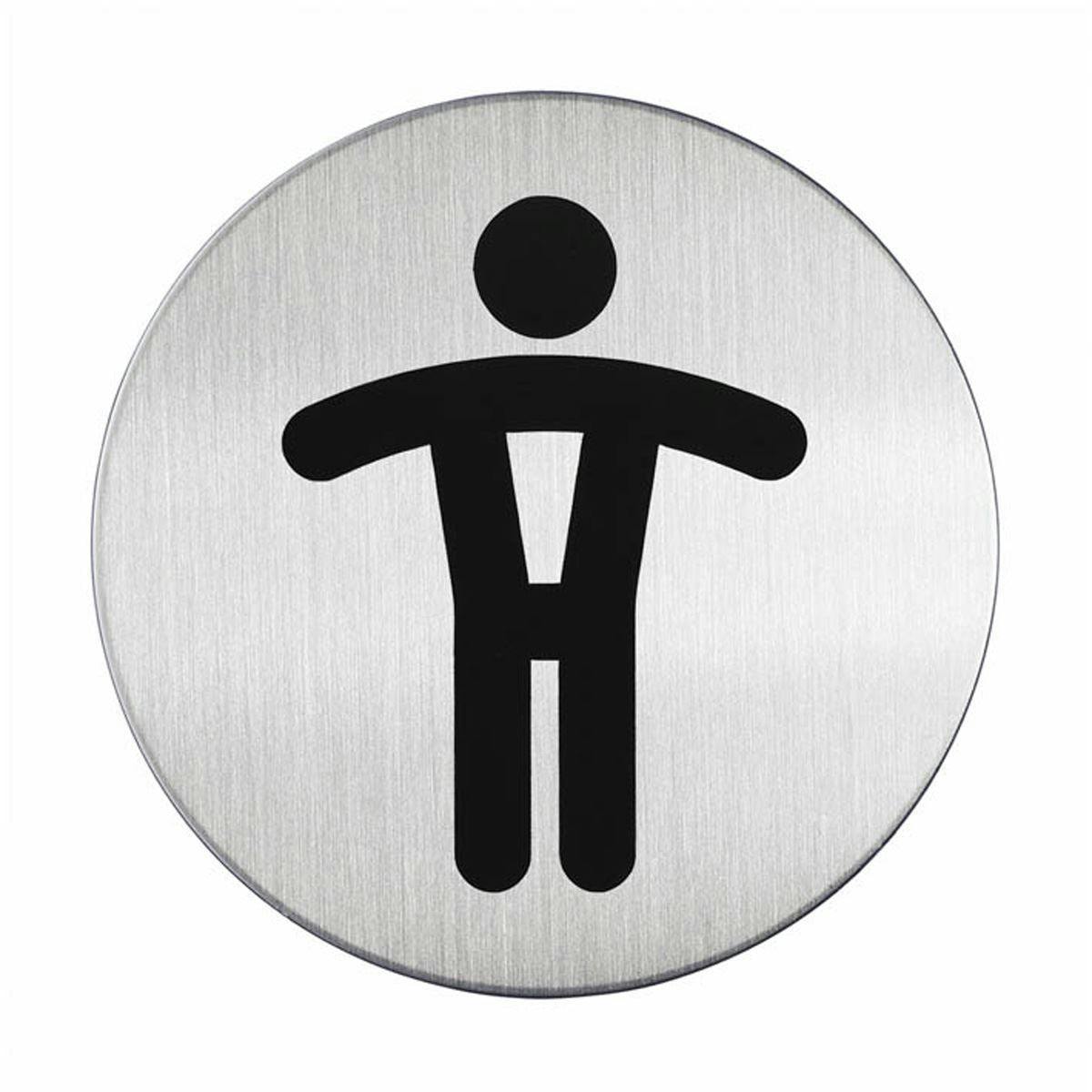 Rackhams Men's Adhesive Wc Symbol Bathroom Toilet Sign | Stainless Steel | 83Mm