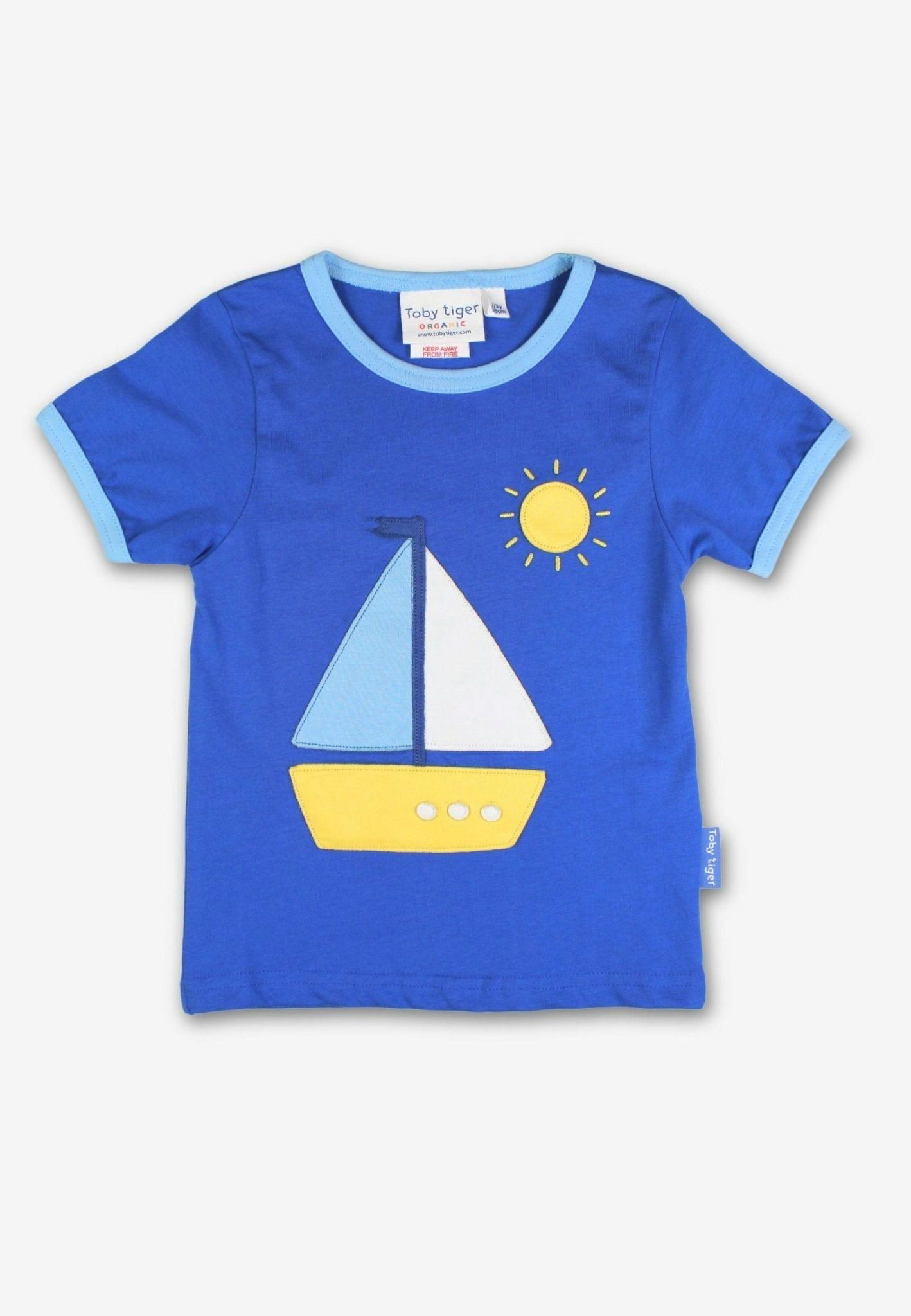 Toby Tiger Organic St Ives Boat Applique Short-Sleeved T-Shirt - 7-8Y / 128Cm