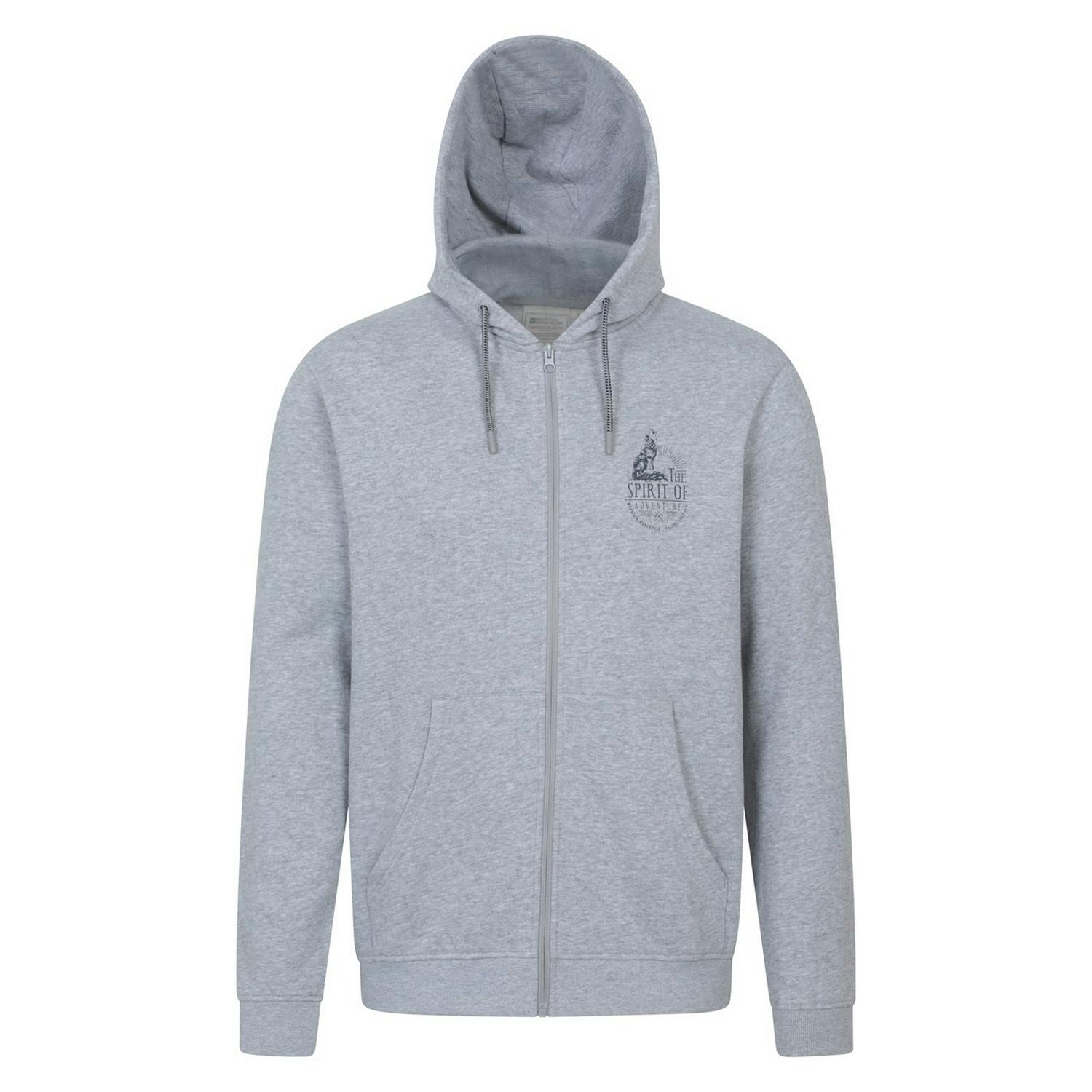 Mountain Warehouse Men's Grey Spirit Of Adventure Full Zip Hoodie - Xs - 81% Cotton/12% Polyester/7% Viscose