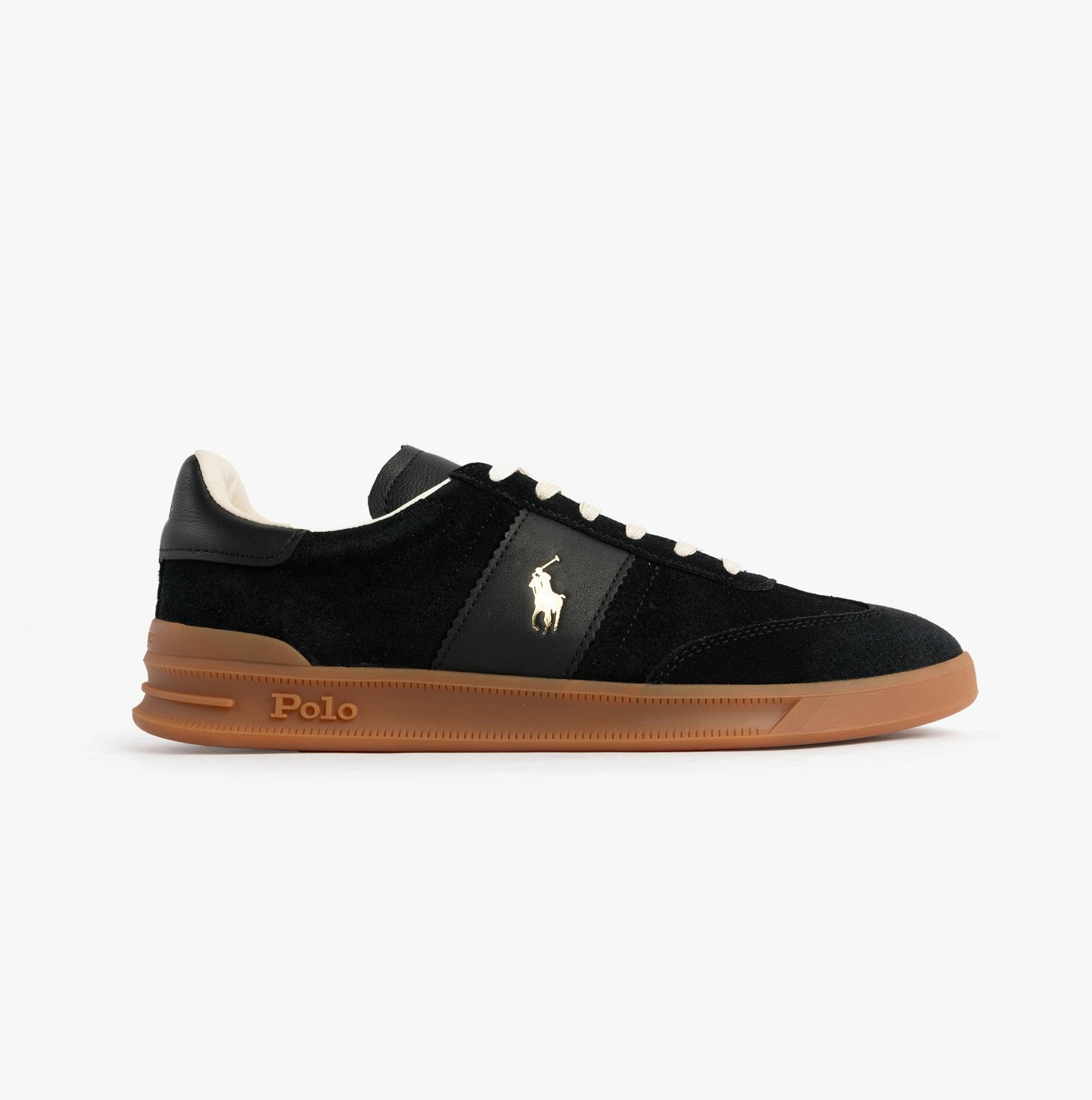 Polo Ralph Lauren Men's Black Heritage Aera Lace Up Suede Trainer - Uk 11