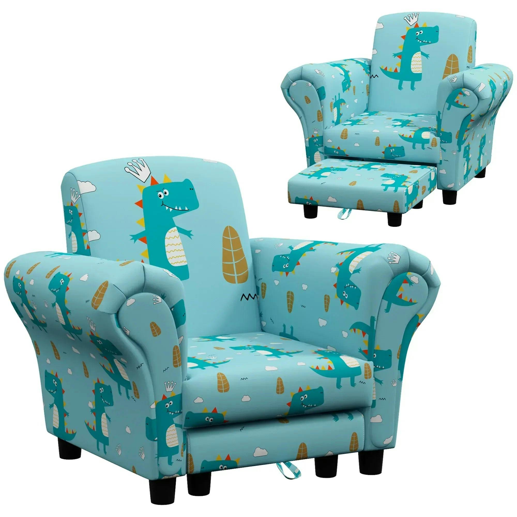 Aiyaplay 2 Piece Kids Sofa Set With Dinosaur Design, For Nursery, Blue - Image 9