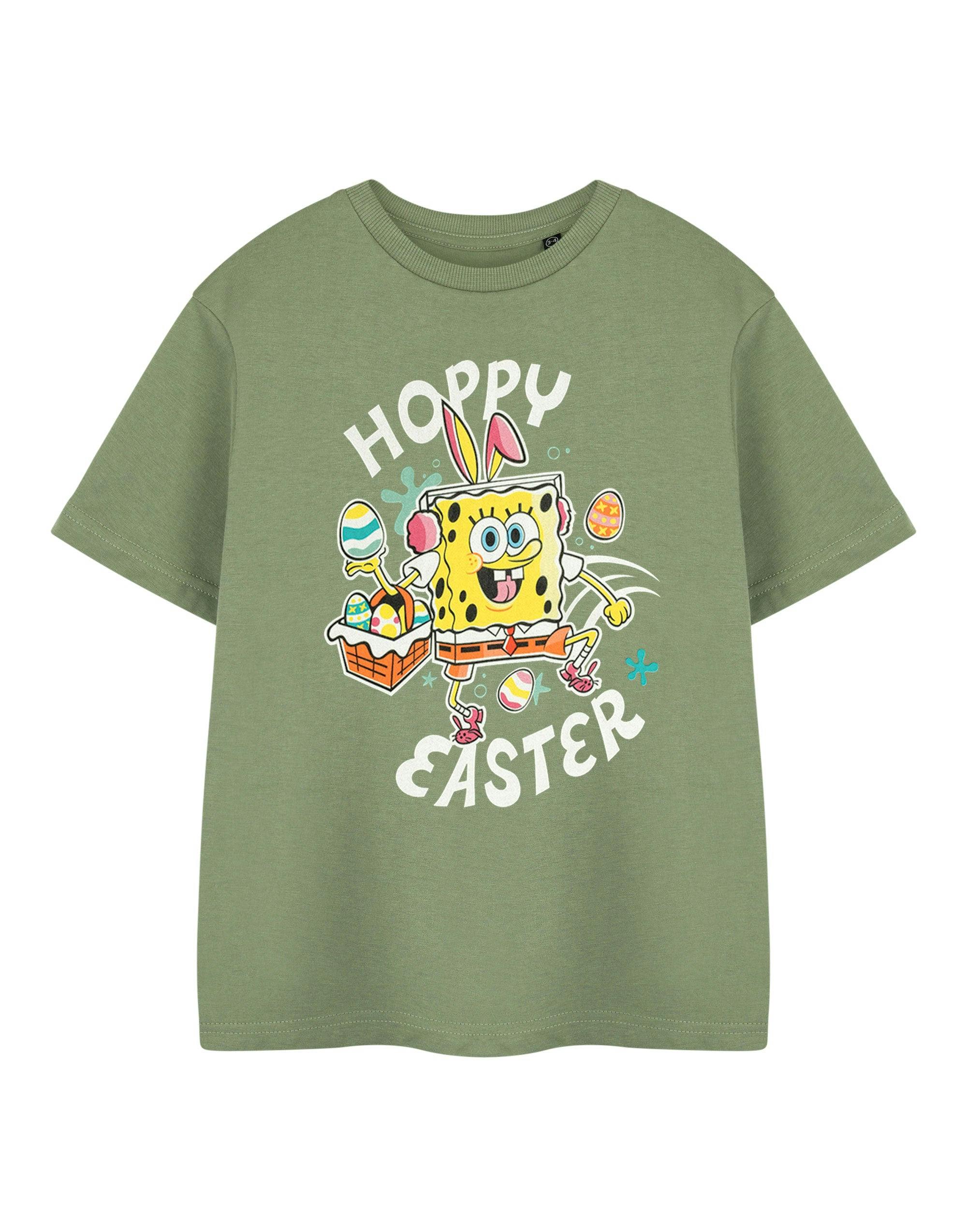 Vanilla Underground Unisex Green Spongebob Squarepants Kids Hoppy Easter Short Sleeved T-Shirt - 13-14 Years