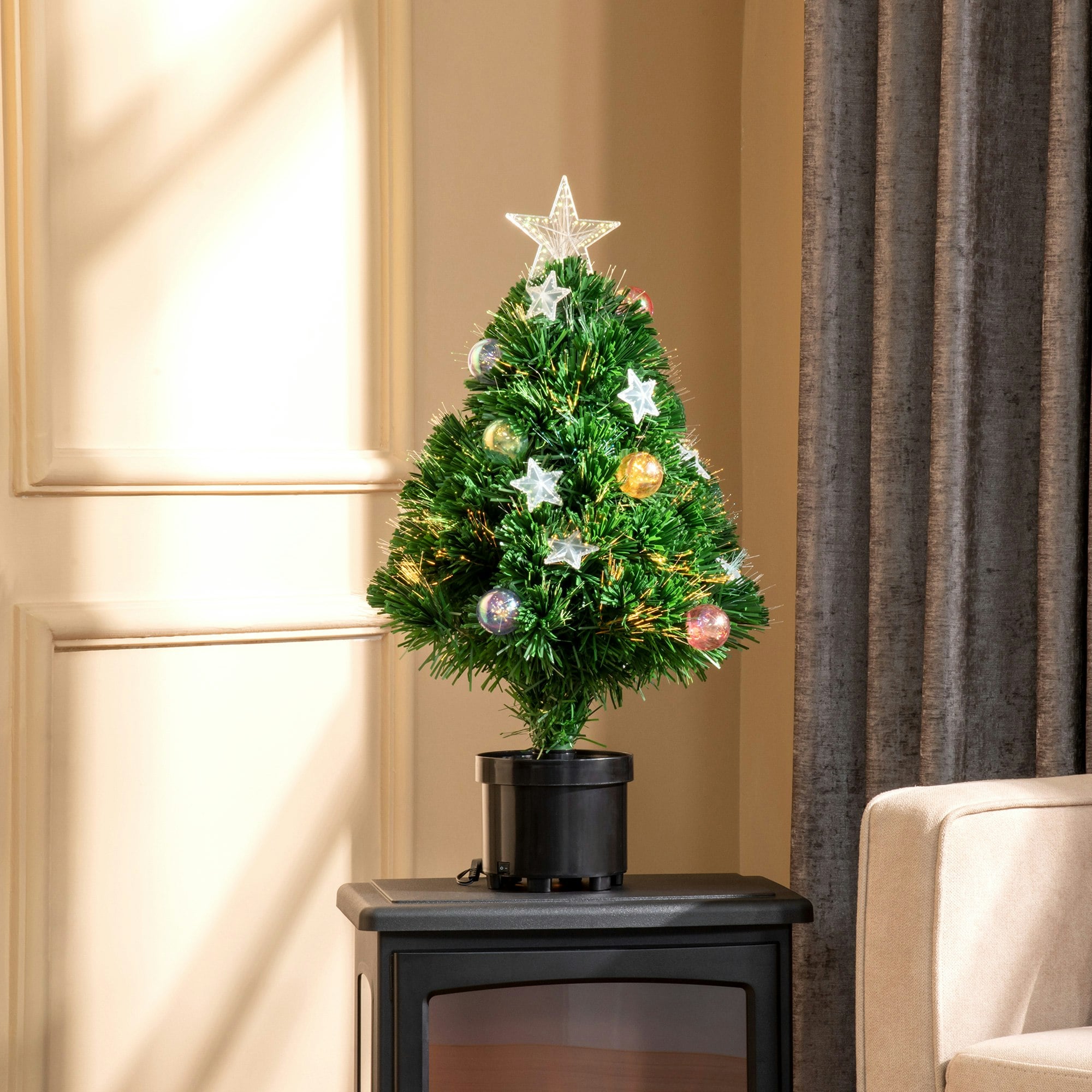 Rackhams 2Ft Pre-Lit Artificial Fibre Optic Christmas Xmas Tree Lights Decoration