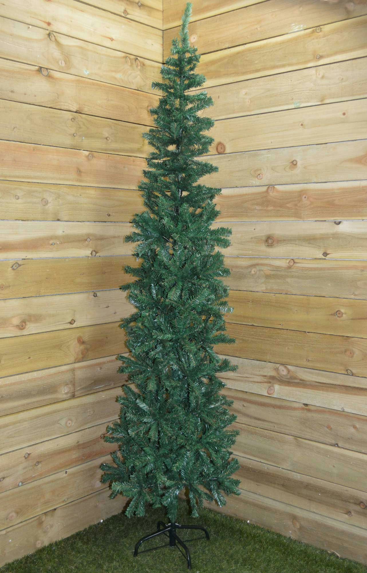 Rackhams Green 2.2M (7.5Ft) Premier Plain Spruce Pine Slim Christmas Tree With Stand