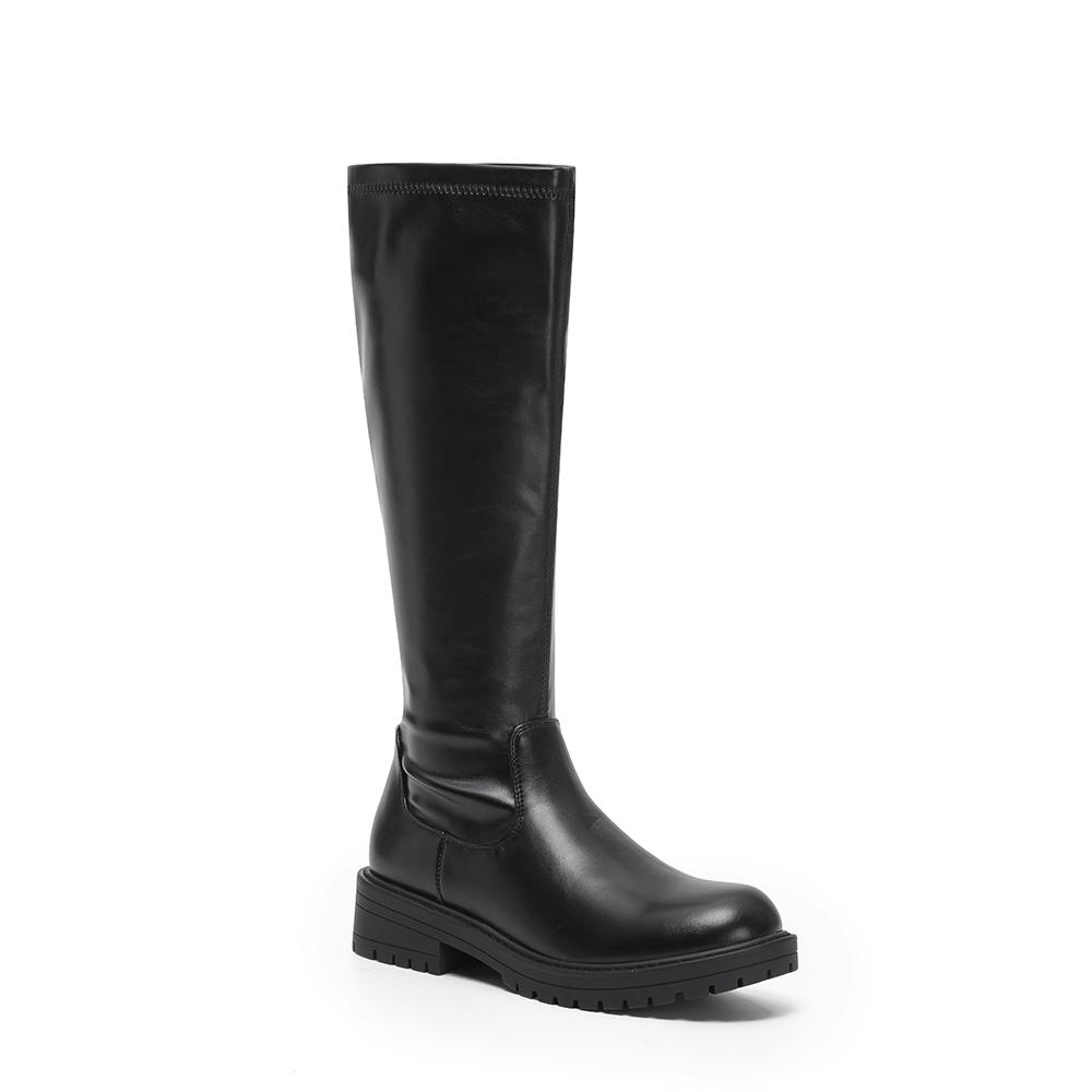 Viva Women's Black Harper: Knee High Flat Riding Leather Winter Boots - 7