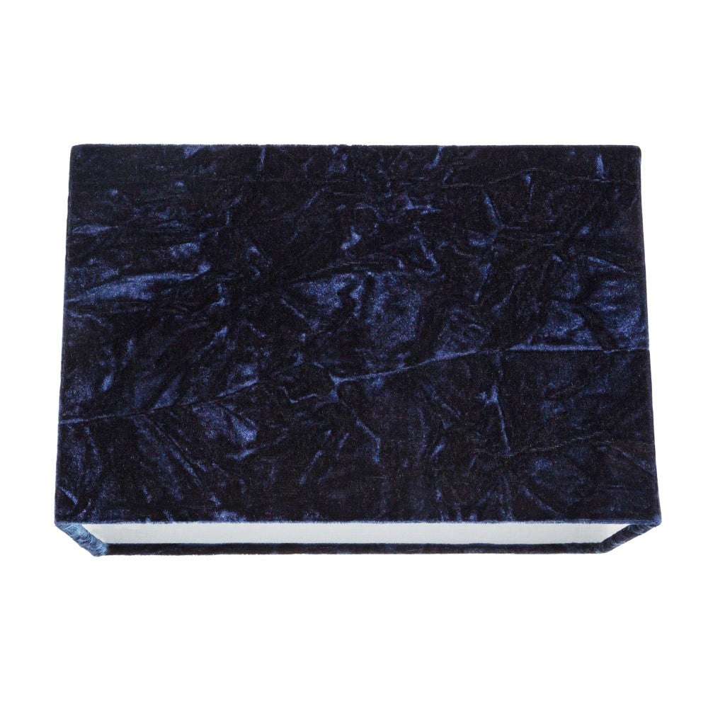 Rackhams Blue Contemporary Designer Midnight Crushed Velvet Fabric Rectangular Lamp Shade