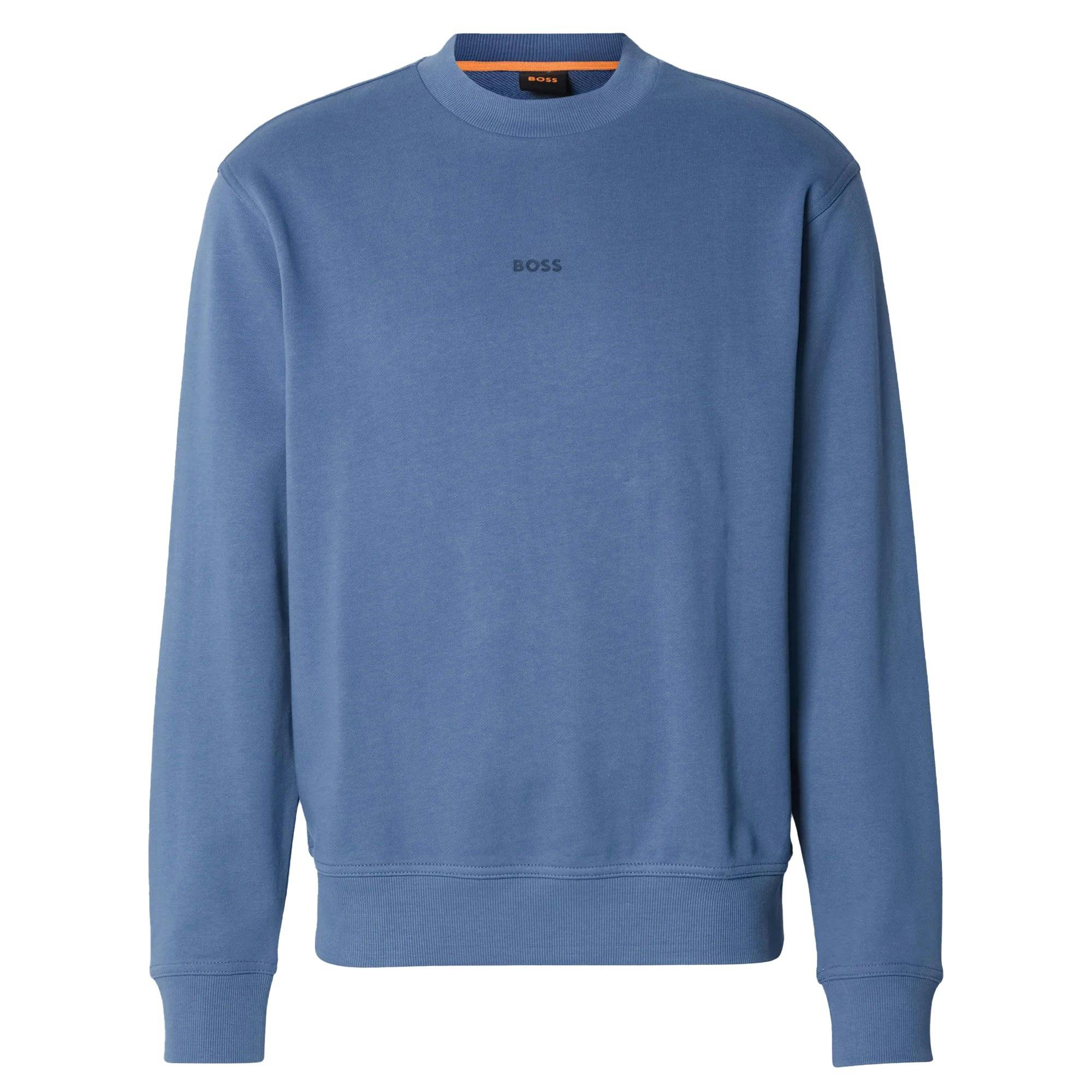Boss Blue Relaxed Fit Wesmallcrew Sweatshirt Open - L
