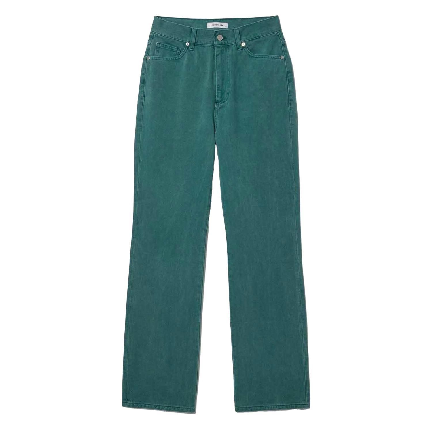 Lacoste Women's Green / Natural Dyed Denim Straight Leg Jeans - 28R - 100% Organic Cotton