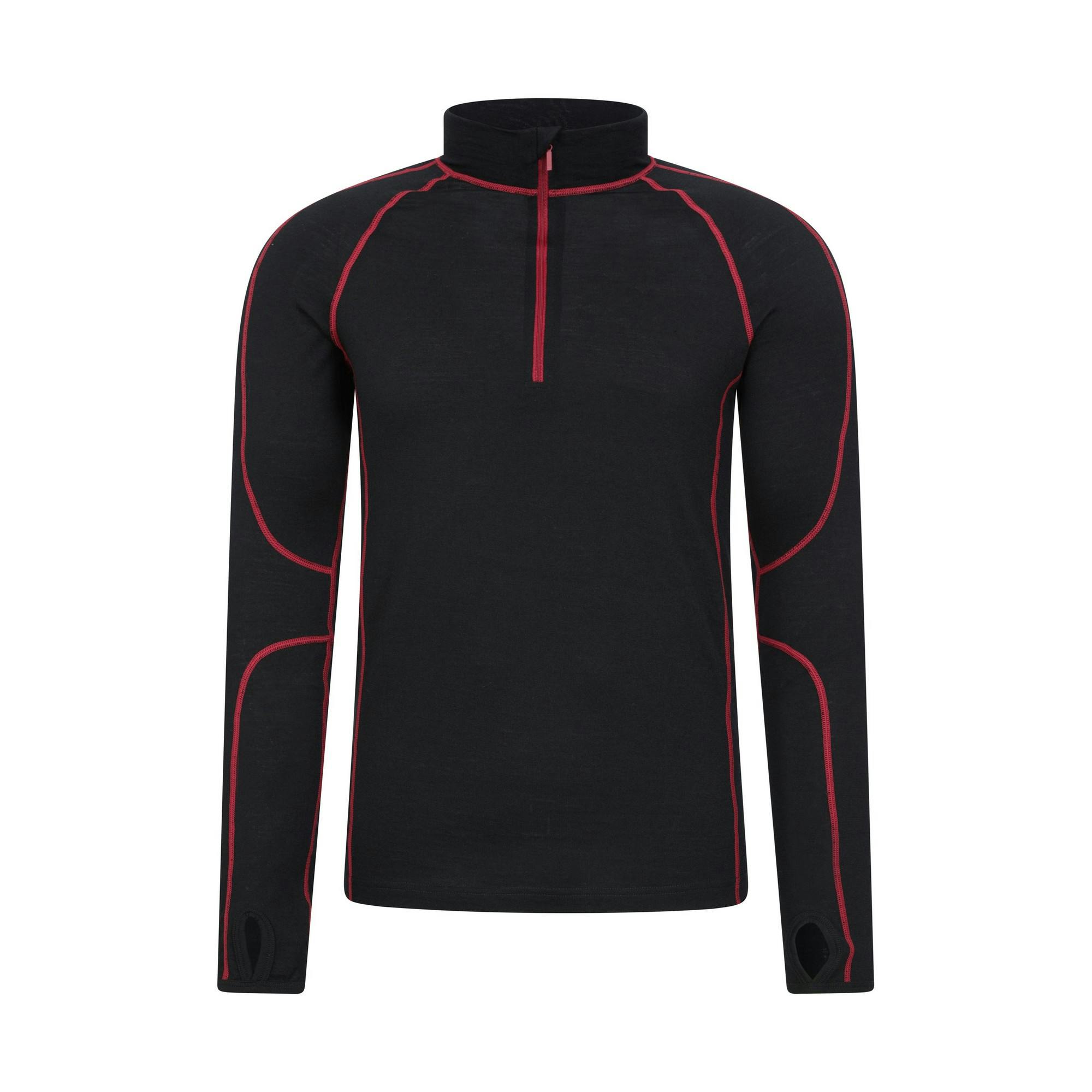 Mountain Warehouse Men's Red Asgard Iii Merino Wool Thermal Top - Xxs - 80% Merino Wool/20% Polyester