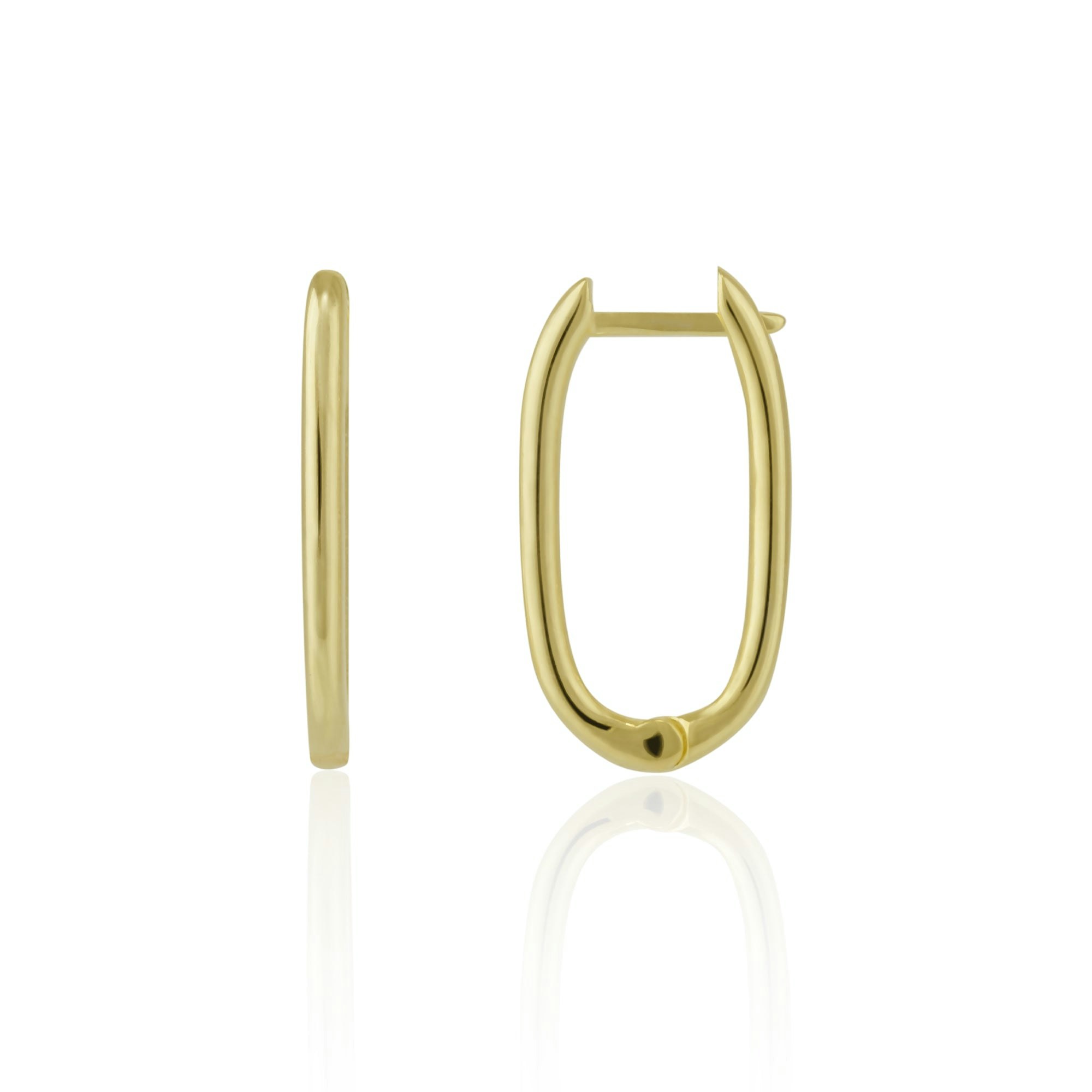 Spero London Silver/Gold Oval Rectangular Sterling Hoop Earrings