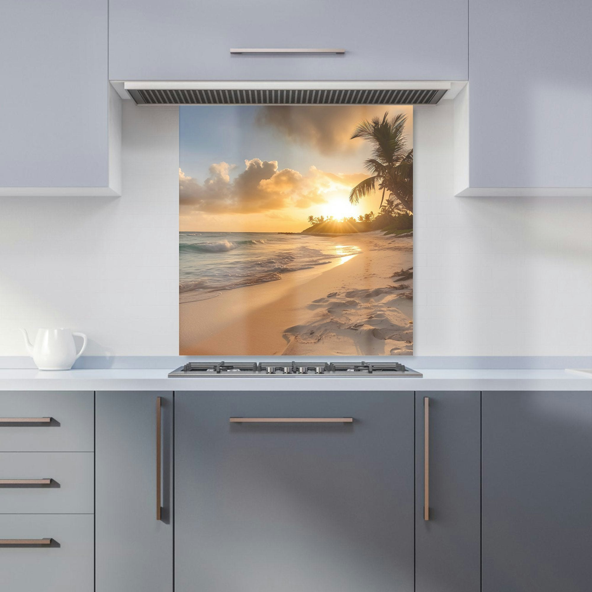 Warren Reed Light/Golden - Designer Sunrise In Paradise Kitchen Splashback - W700mm X H650mm