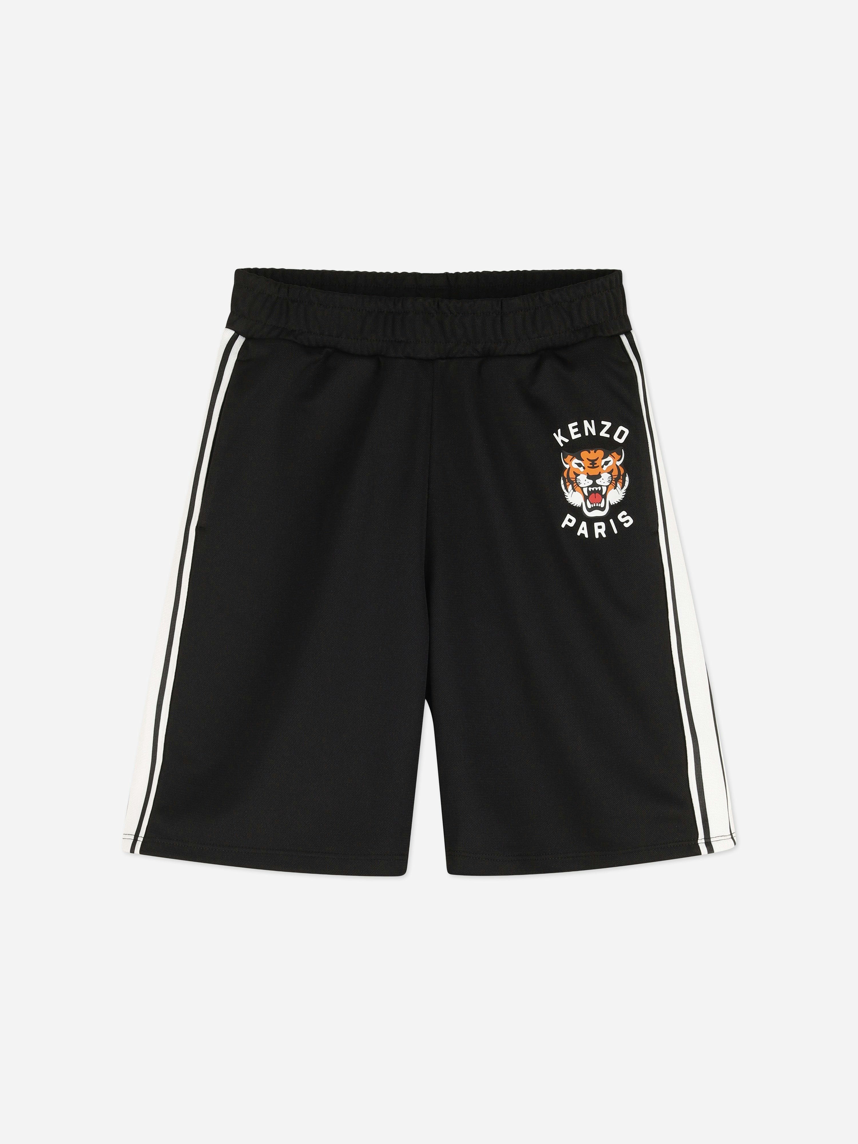 Kenzo Kids Boys Black Lucky Tiger Bermuda Shorts In - 2 Yrs