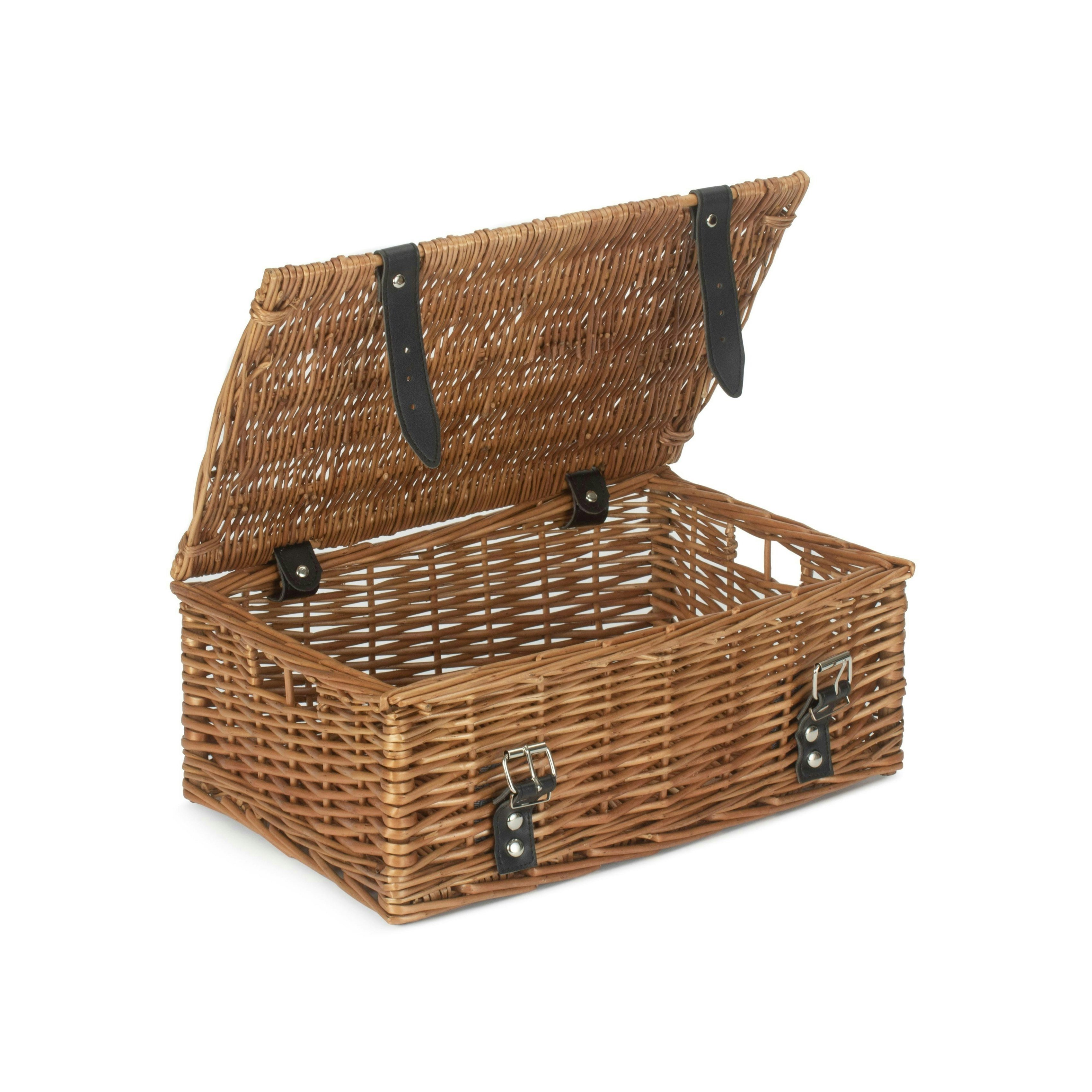 Rackhams Brown 35Cm Double Steamed Willow Wicker Picnic Basket