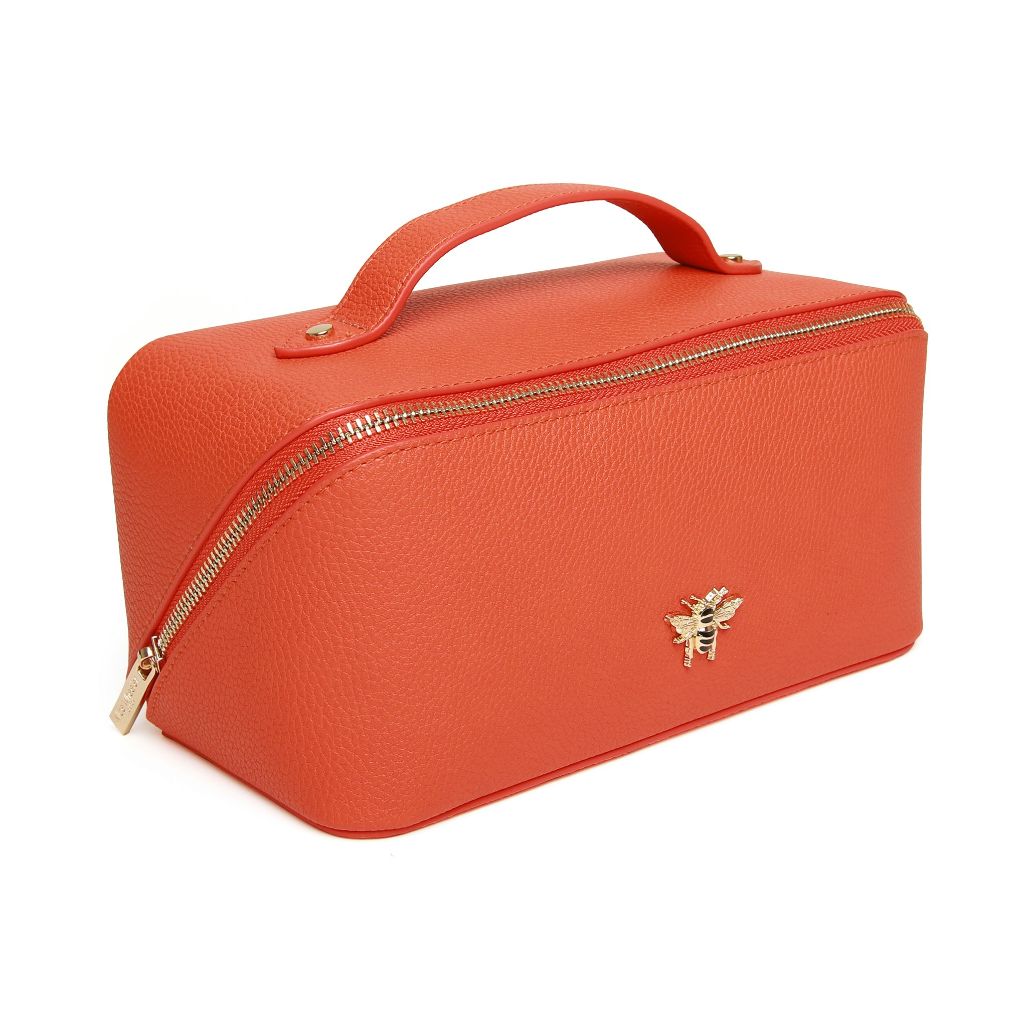 Alice Wheeler Orange Bee Train Case – Fold-Out Beauty Organiser