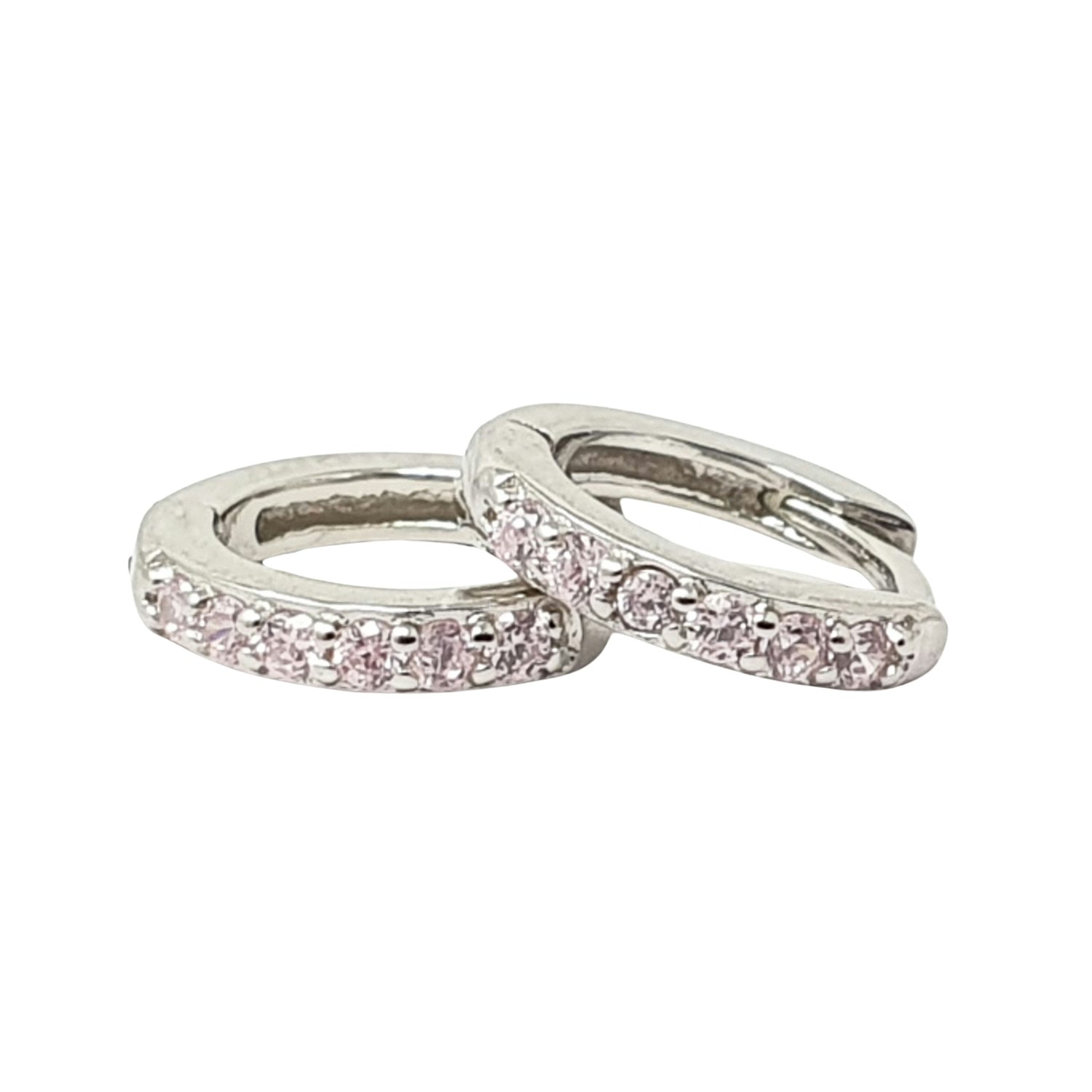 Harfi Pink/Silver Tourmaline October Birthstone Small Huggies