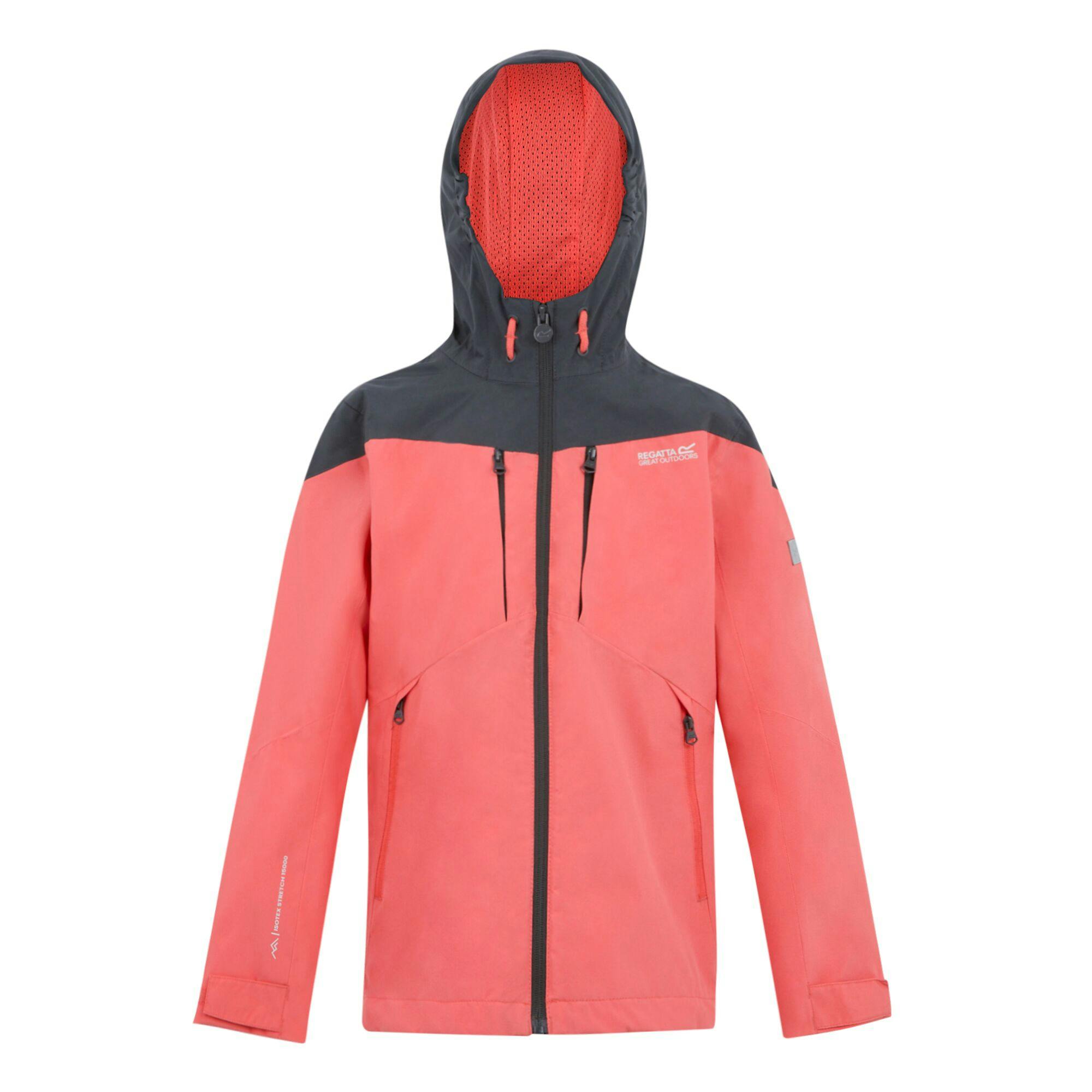 Regatta Peach/Grey Childrens/Kids Highton Vi Waterproof Jacket - Bloom/Seal - 13 Years - Bloom/Seal - 100% Recycled Polyester