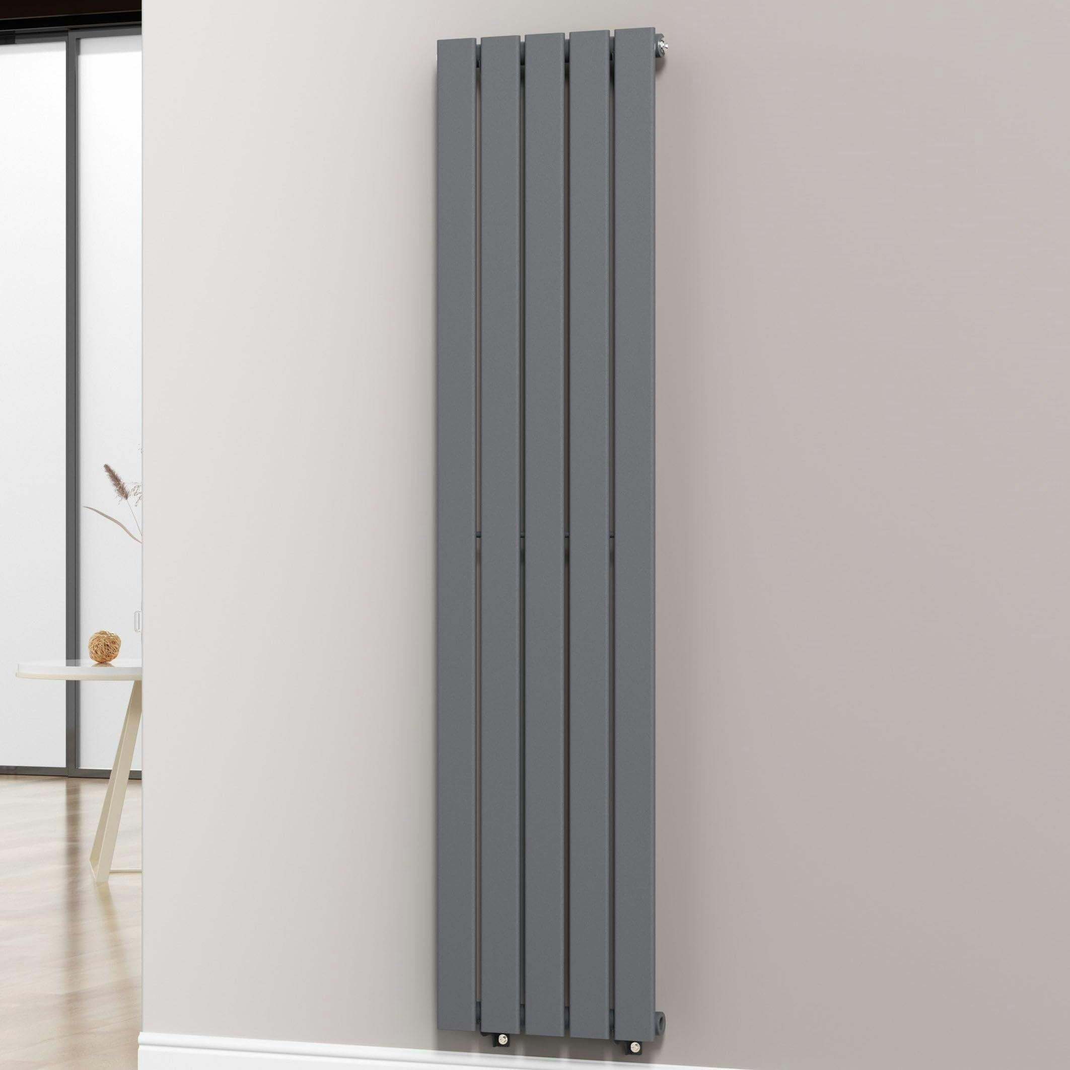 Myhomeware Anthracite/Gray 376 X 1600 Mm Modern Vertical Flat Panel Designer Radiator Single Panel Radiator Heater
