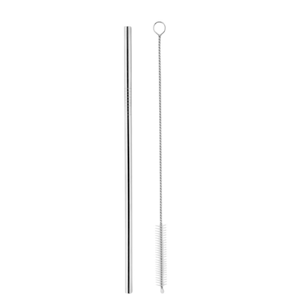 Midocean Silver Cold Straw Straw & Brush Set - Matt - One Size - Matt - 100% Mixed