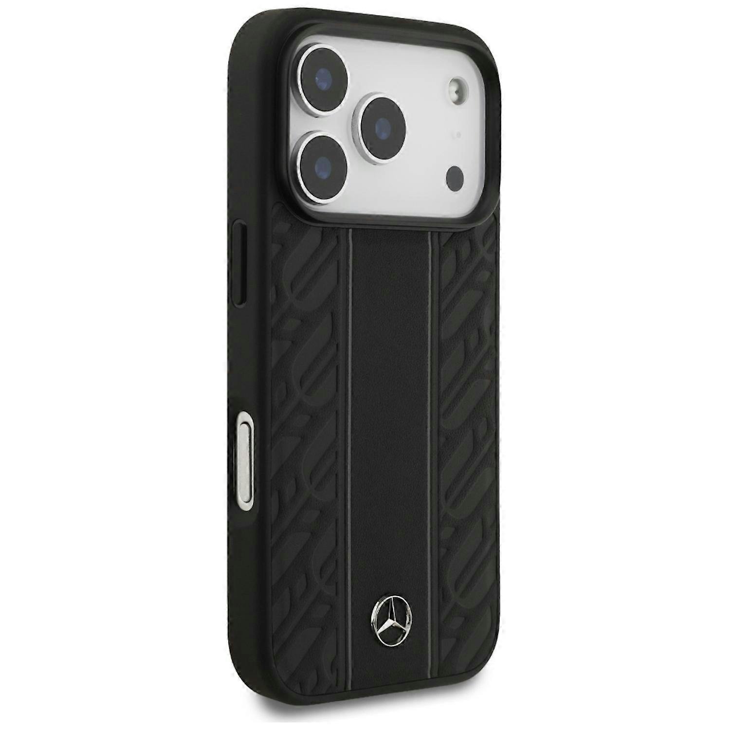 Mercedes Black Leather Laurel Leaves Stripes Magsafe Case For Iphone 17 Pro 6.3" - Mehmp17l25rldlkh
