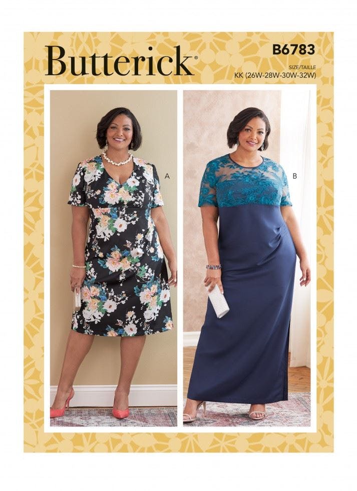 Butterick Women's Sewing Pattern 6783, Dresses For Kk (26W-28W-30W-32W) - Easy - Rr (18W-20W-22W-24W)