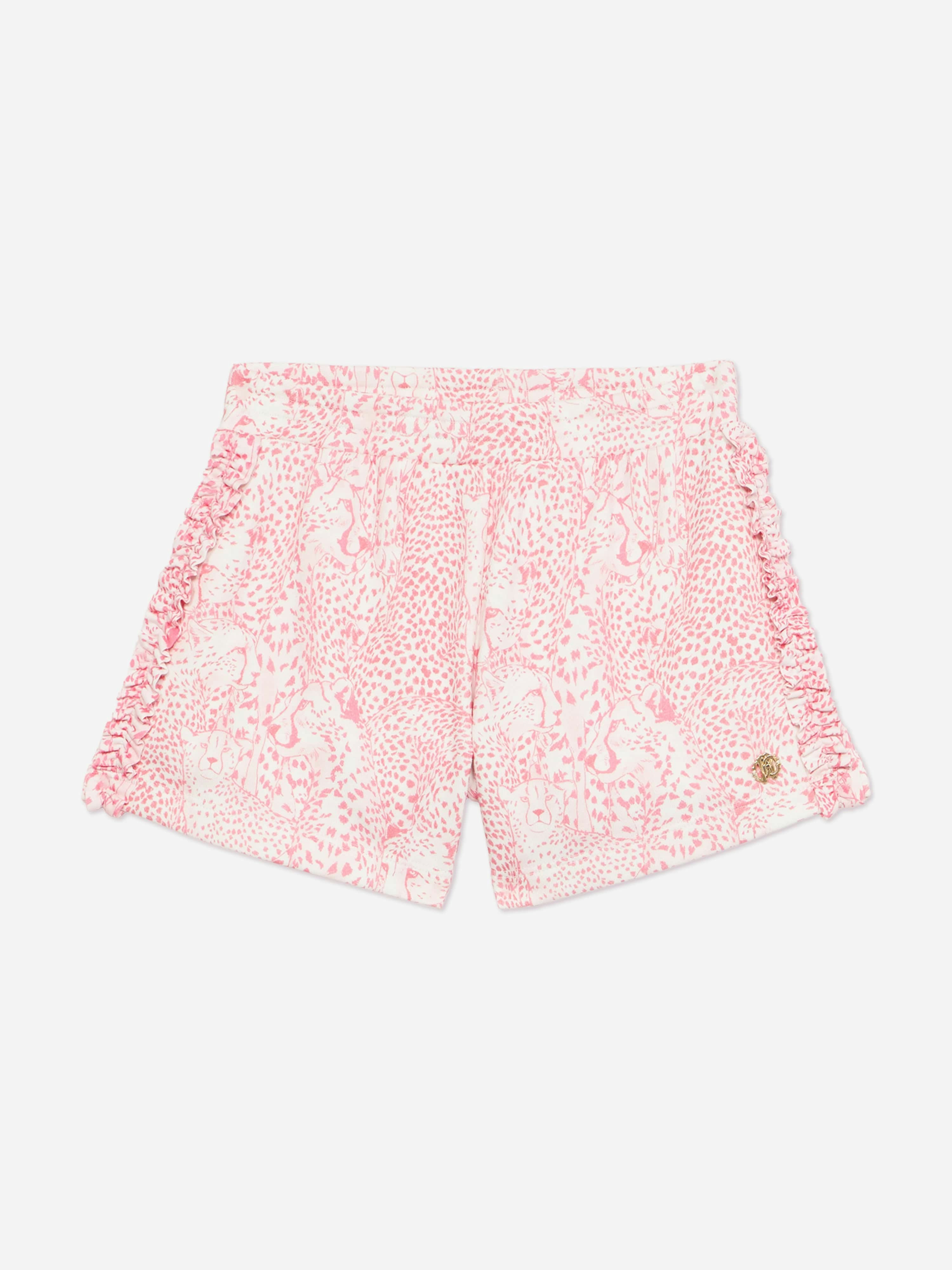 Roberto Cavalli Girls Pink Branded Shorts In - 10 Yrs