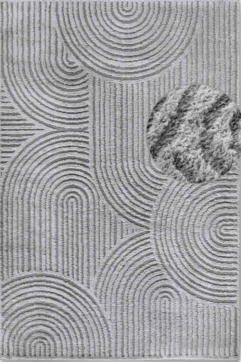 Hanse Home Grey High Pile Rug Chappe – Soft Geometric - 160X235 Cm