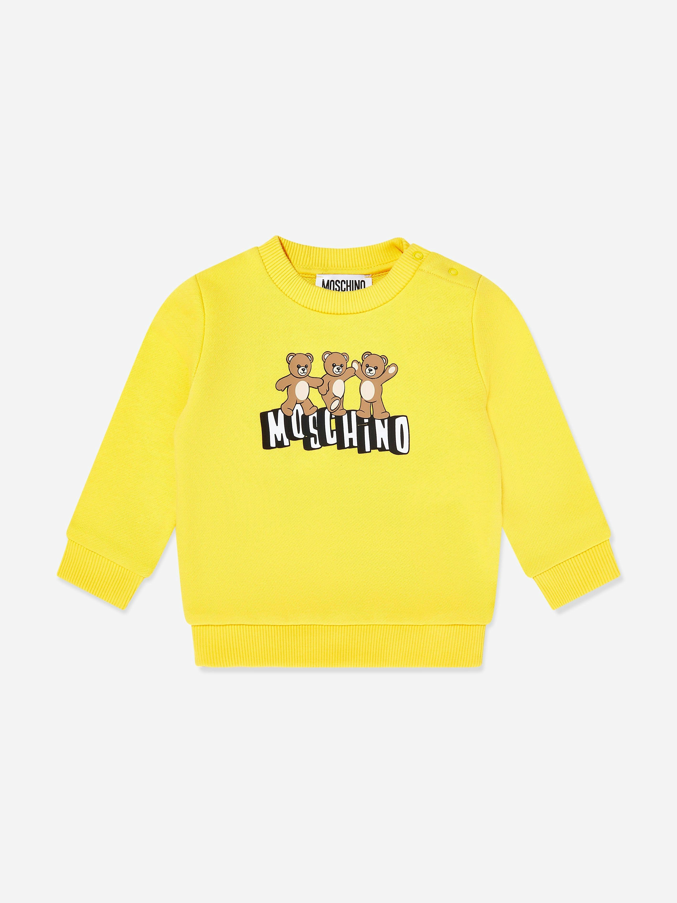 Moschino Kids Boys Yellow Moschino Baby Teddy Bear Logo Sweatshirt In - 12 - 18 Mths