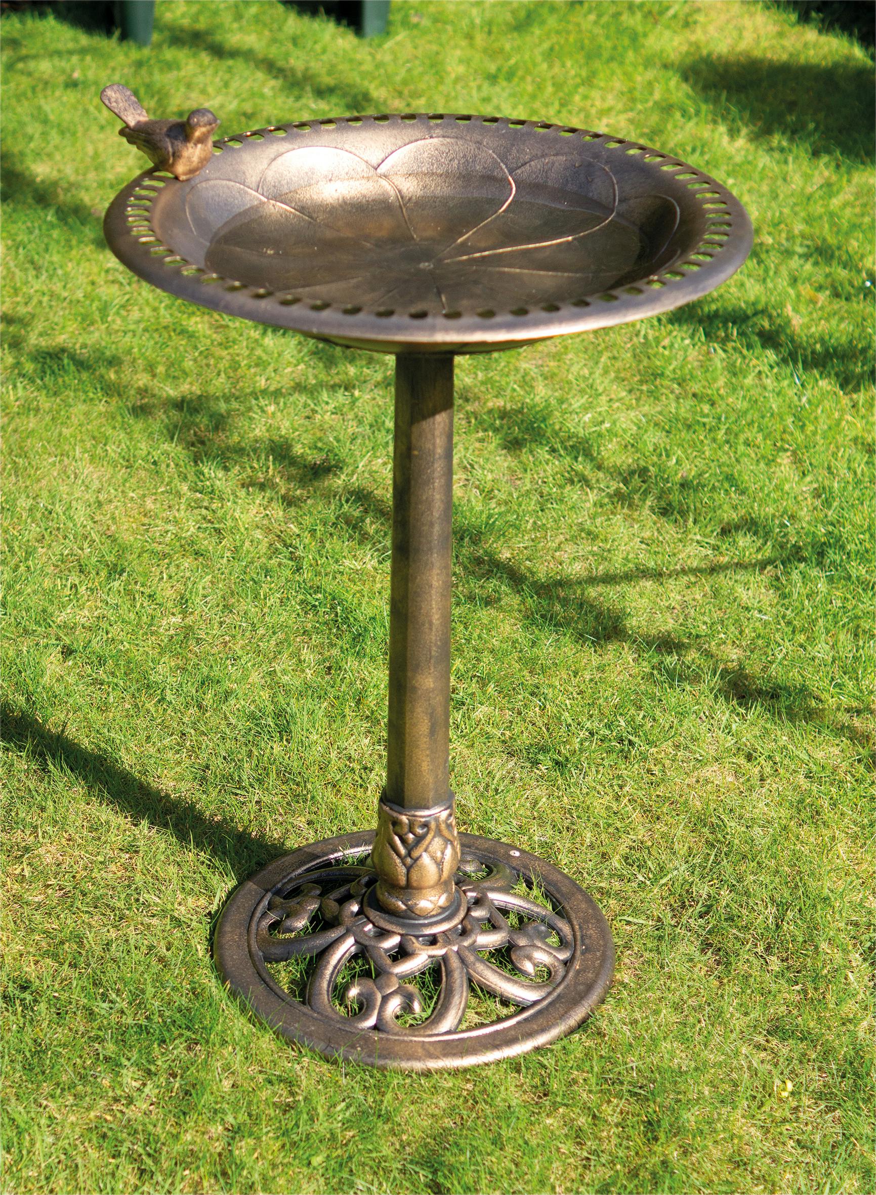 Rackhams Bronze Ornamental Free Standing, Weather Resistant, Pedestal Style, Easy Assemble Bird Bath