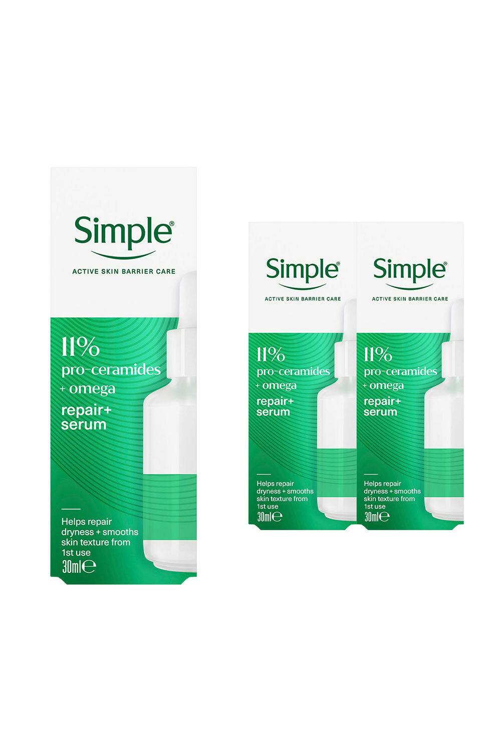 Simple Repair+ Serum 11% Pro-Ceramide & Omega Barrier Care, 30Ml - 3 Pack