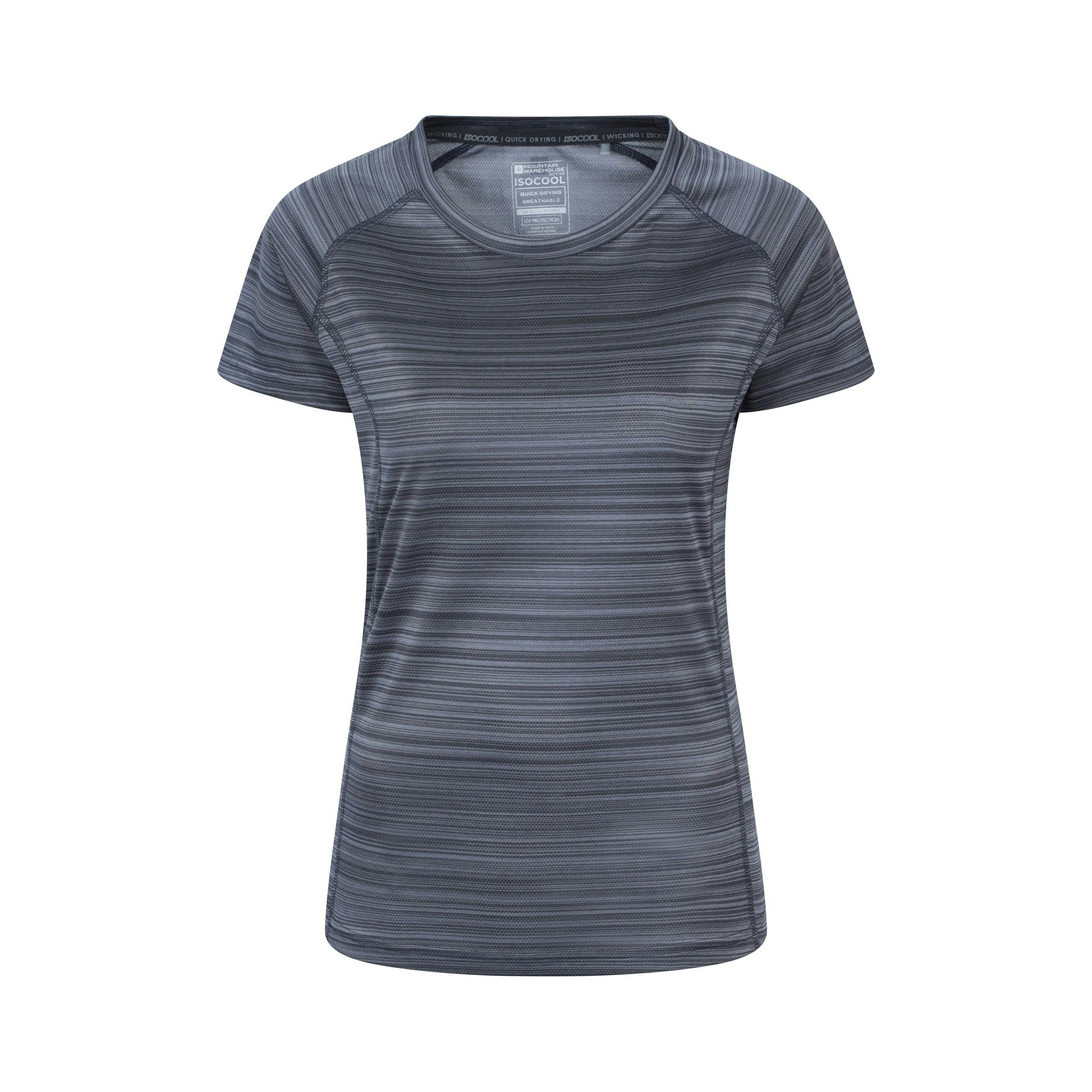 Mountain Warehouse Women's Dark/Grey / Endurance Striped T-Shirt - Size 20 Uk