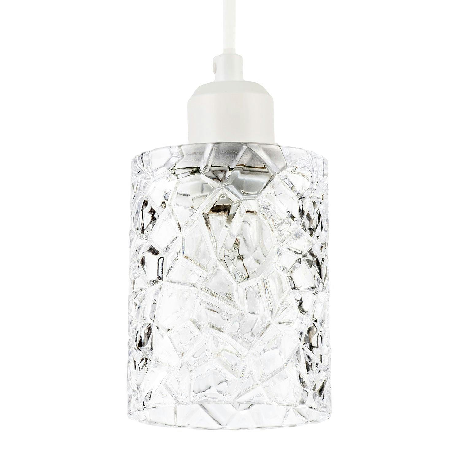 Happy Homewares Light Modern Straight Sided Cylindrical Pendant Shade With Faceted Surface
