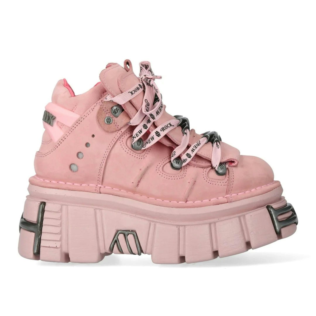 New Rock Pink M-106-C158 Platform Gothic Punk Ankle Boots - Eu 44