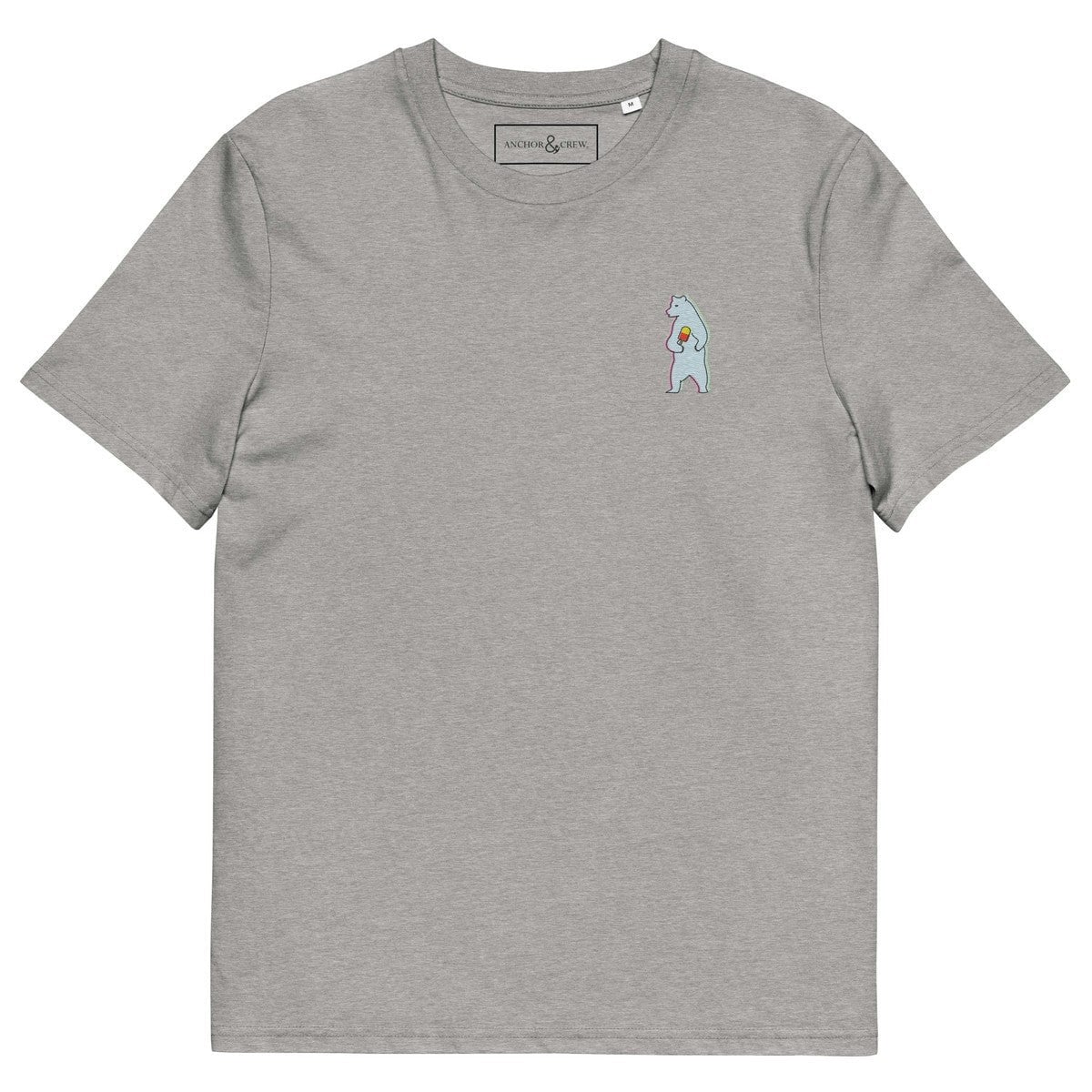 Anchor & Crew Grey Polar Bear Day Out In The Wild Organic Cotton Embroidered T-Shirt - L - Heather