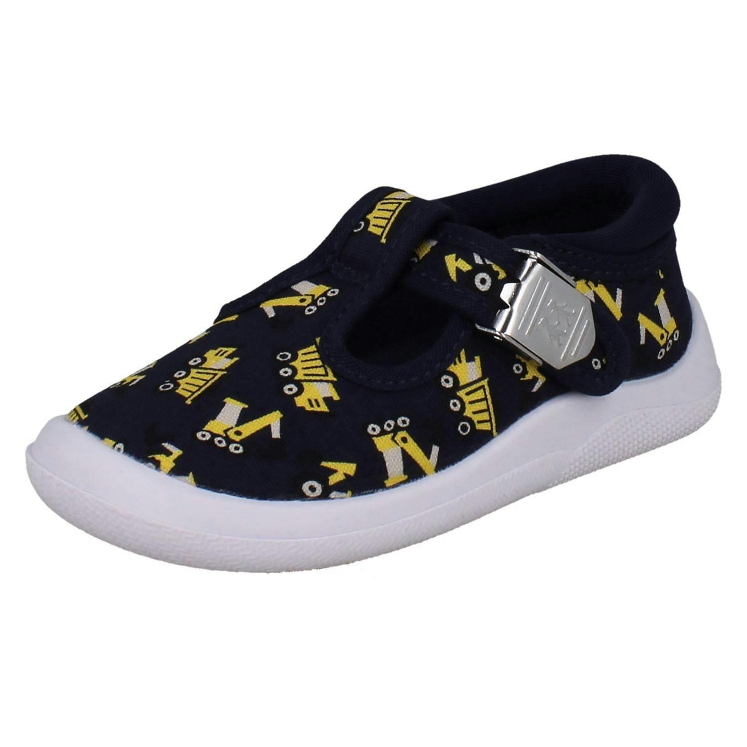 Start-Rite Kids First Walking Canvas T-Bar Shoes Wriggles T-Bar - Navy Digger - Uk 7 Infant