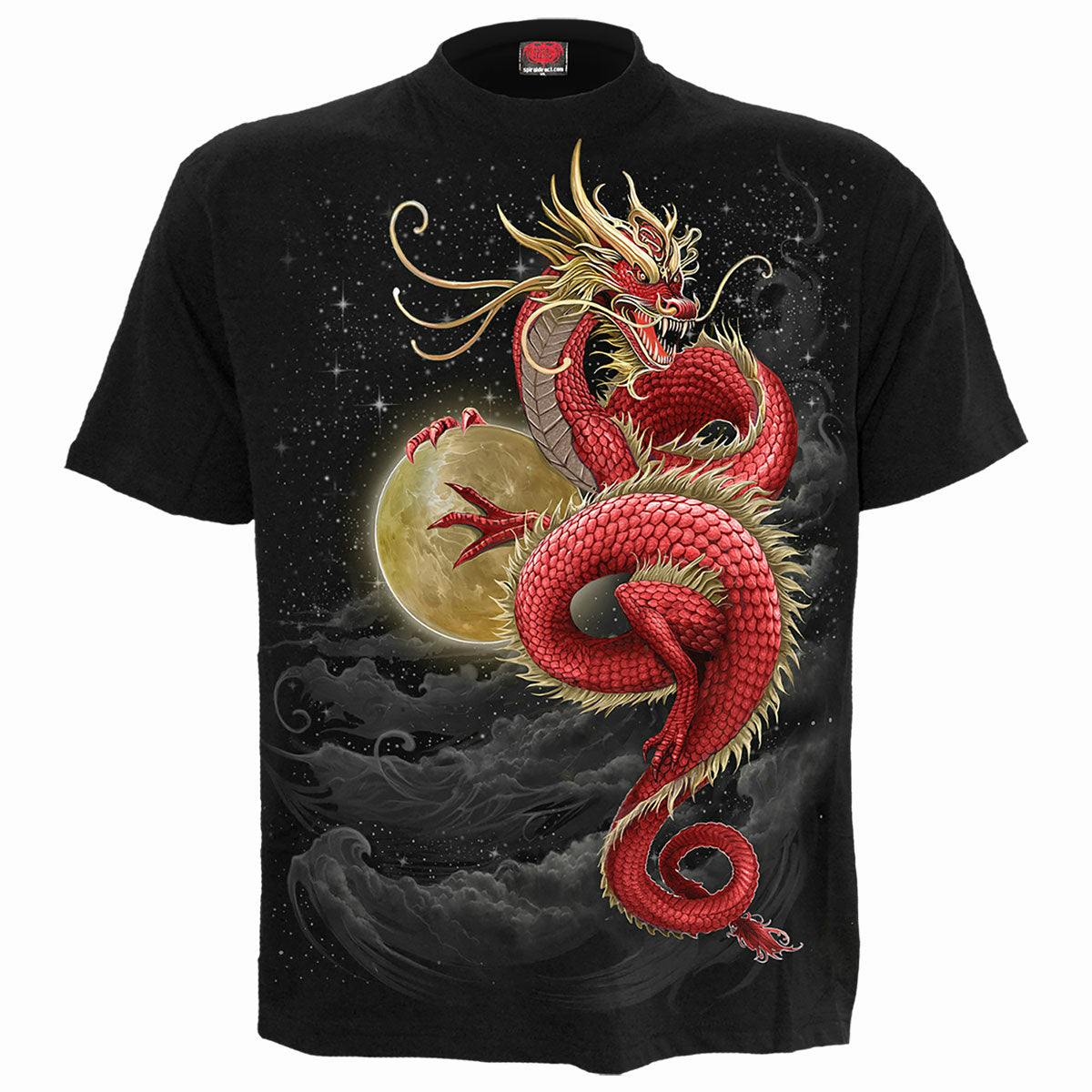 Spiral Direct Black Shenlong - Front Print T-Shirt - Xxl - Digital - Digital